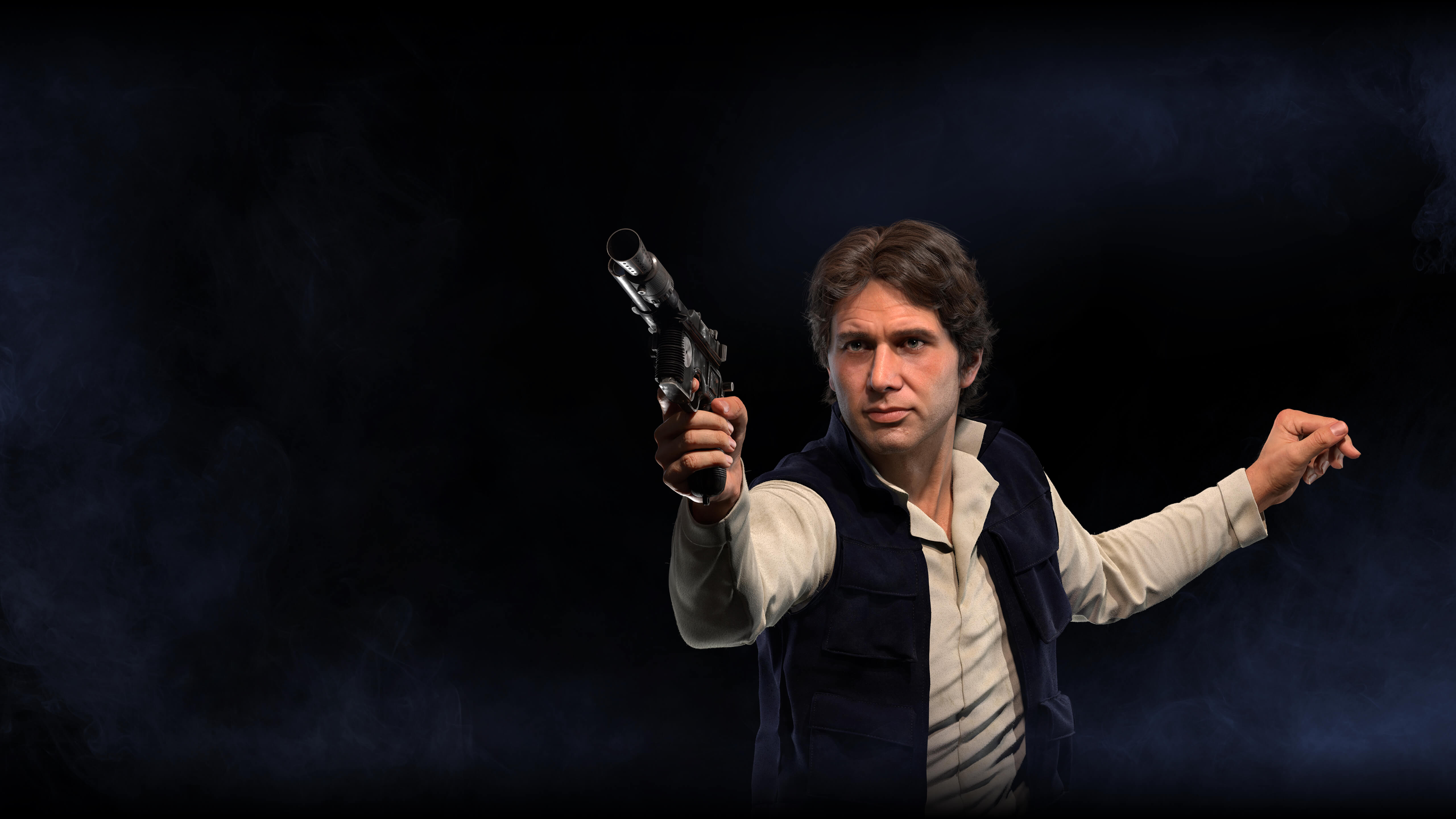 Han Solo from Star Wars holding a blaster HD Wallpaper