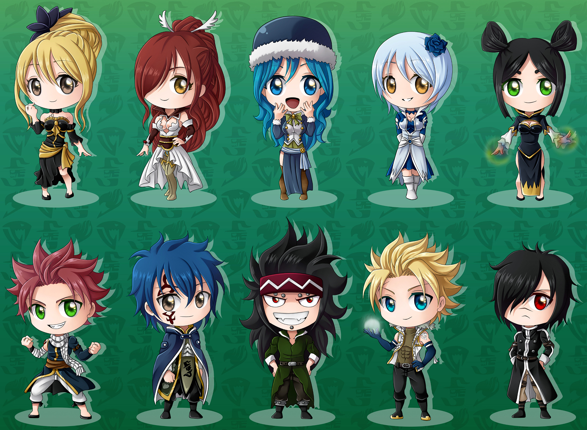 Fairy Tail Chibi Characters HD Wallpaper