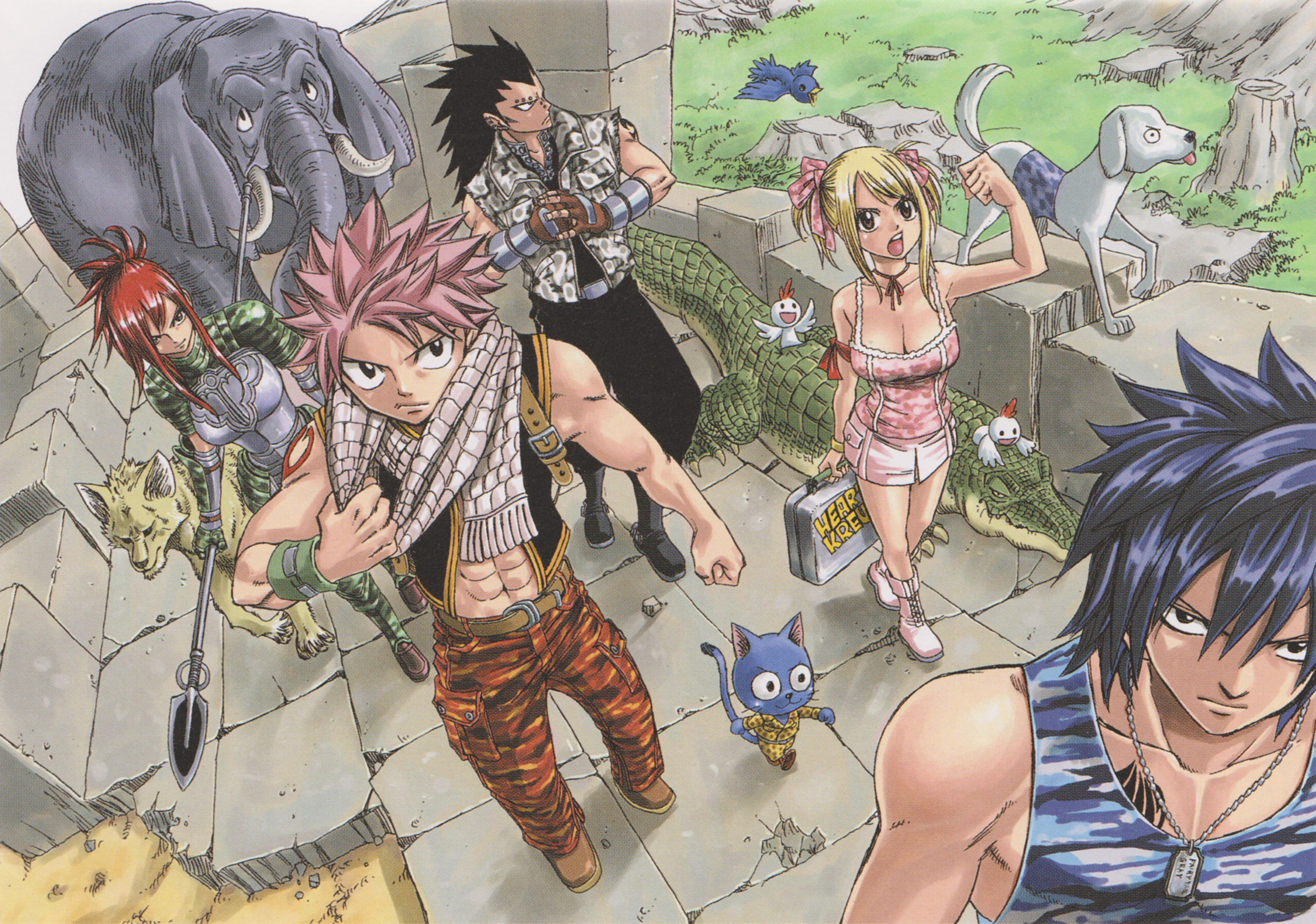 Fairy Tail characters with animals HD Wallpaper
