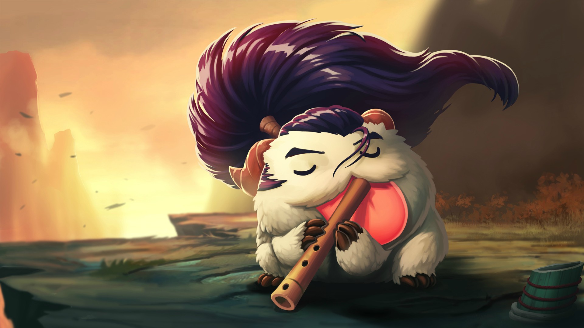 Poro playing a flute from League of Legends HD Wallpaper