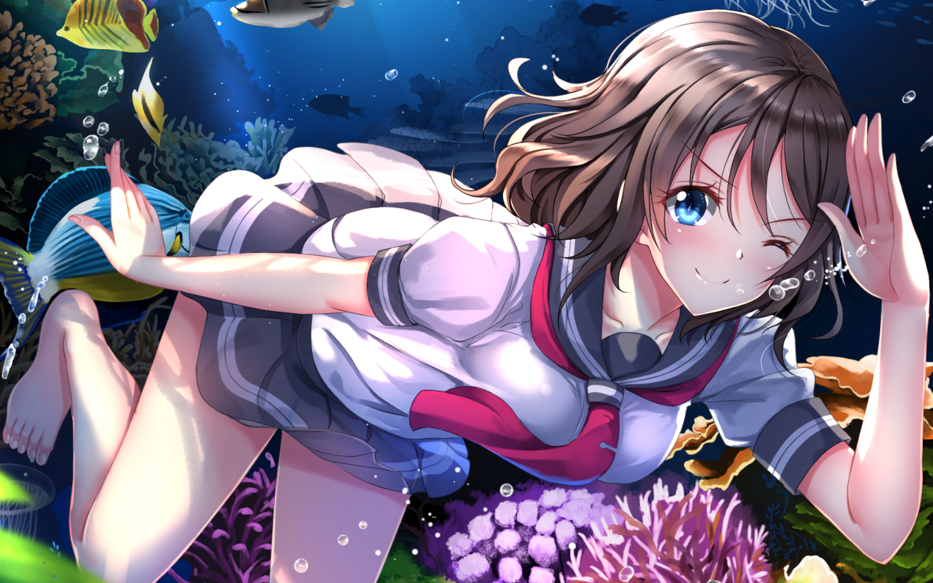 You Watanabe from Love Live! Sunshine!! underwater HD Wallpaper