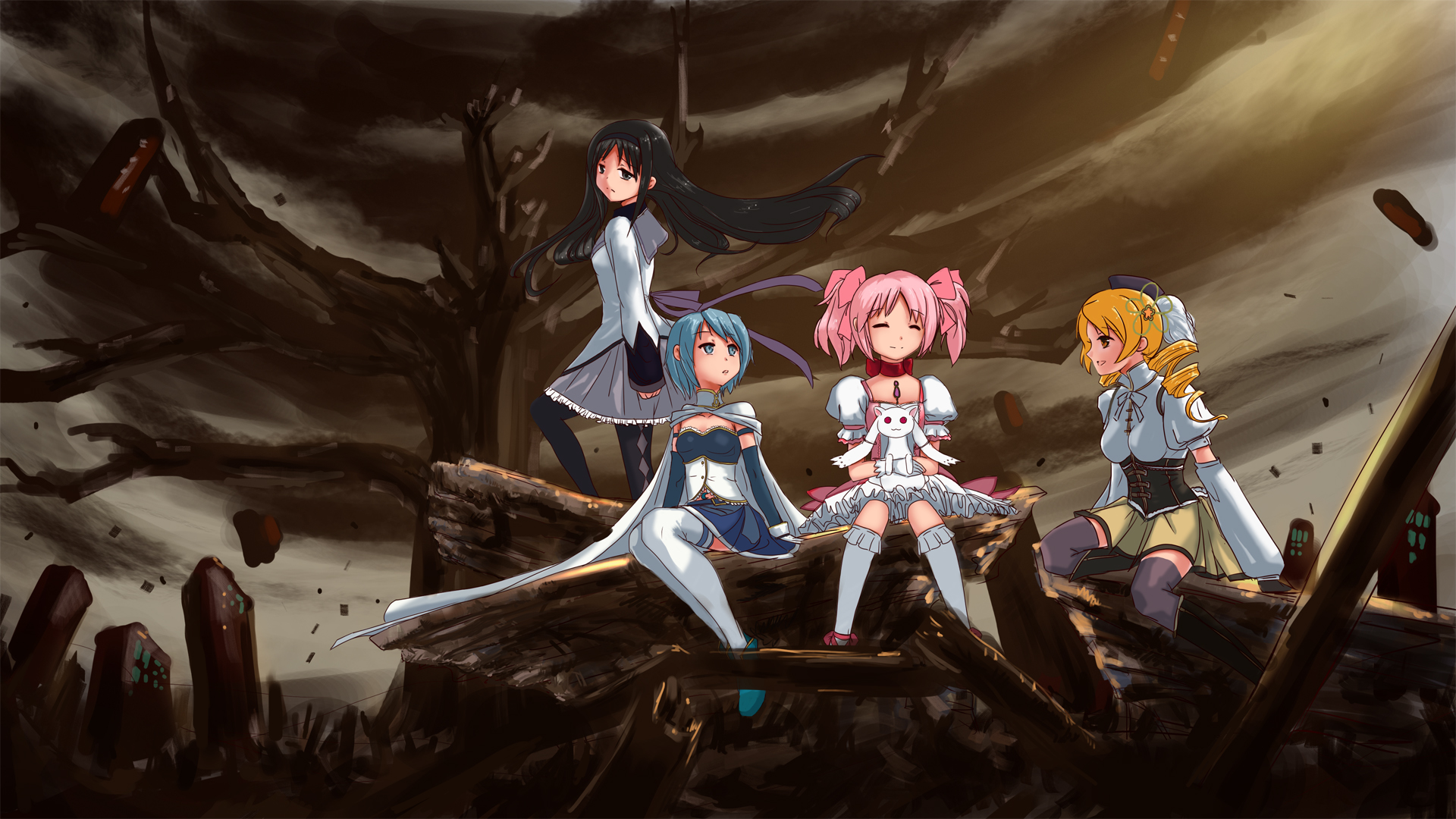 Magical Girls from Puella Magi Madoka Magica HD Wallpaper