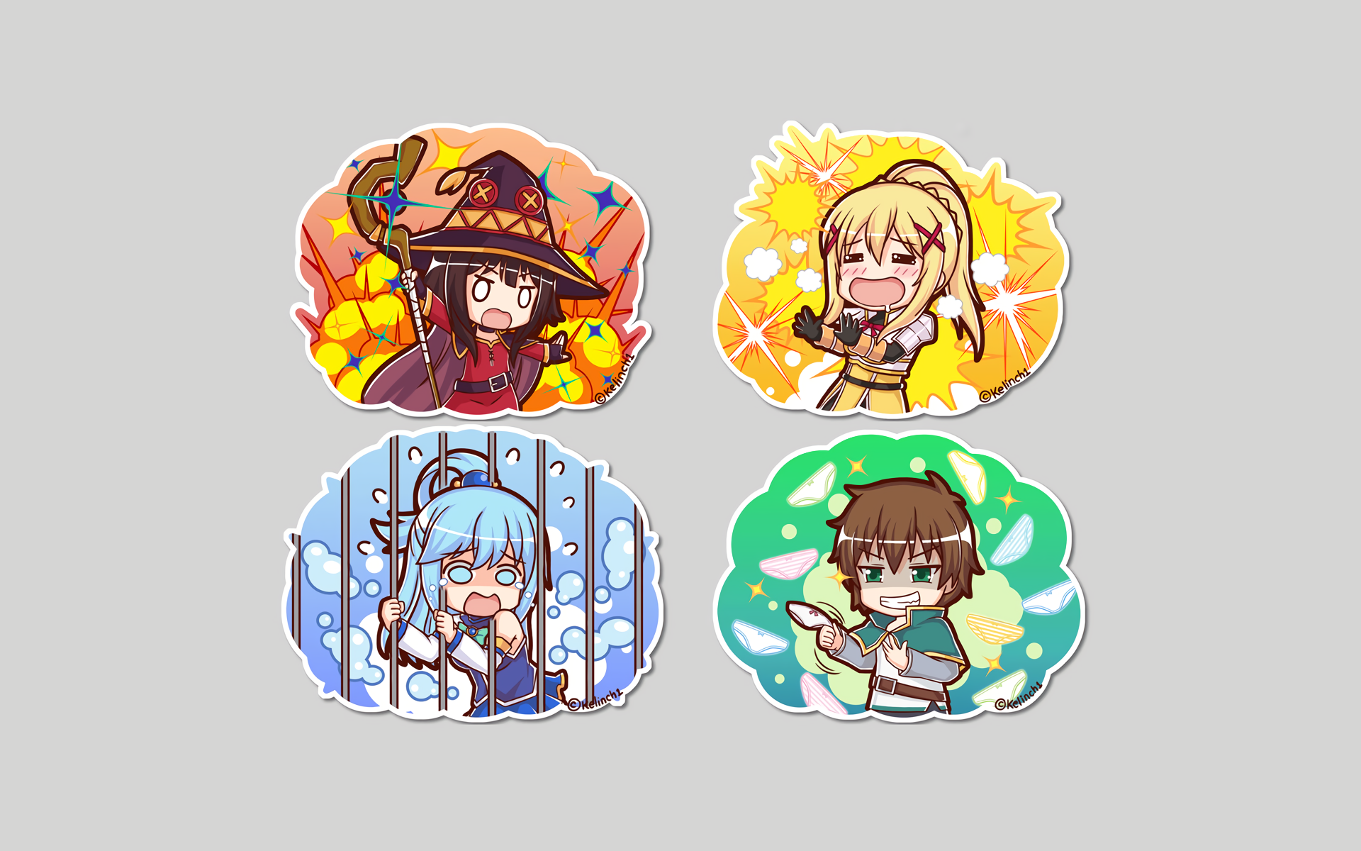 Chibi characters from KonoSuba HD Wallpaper
