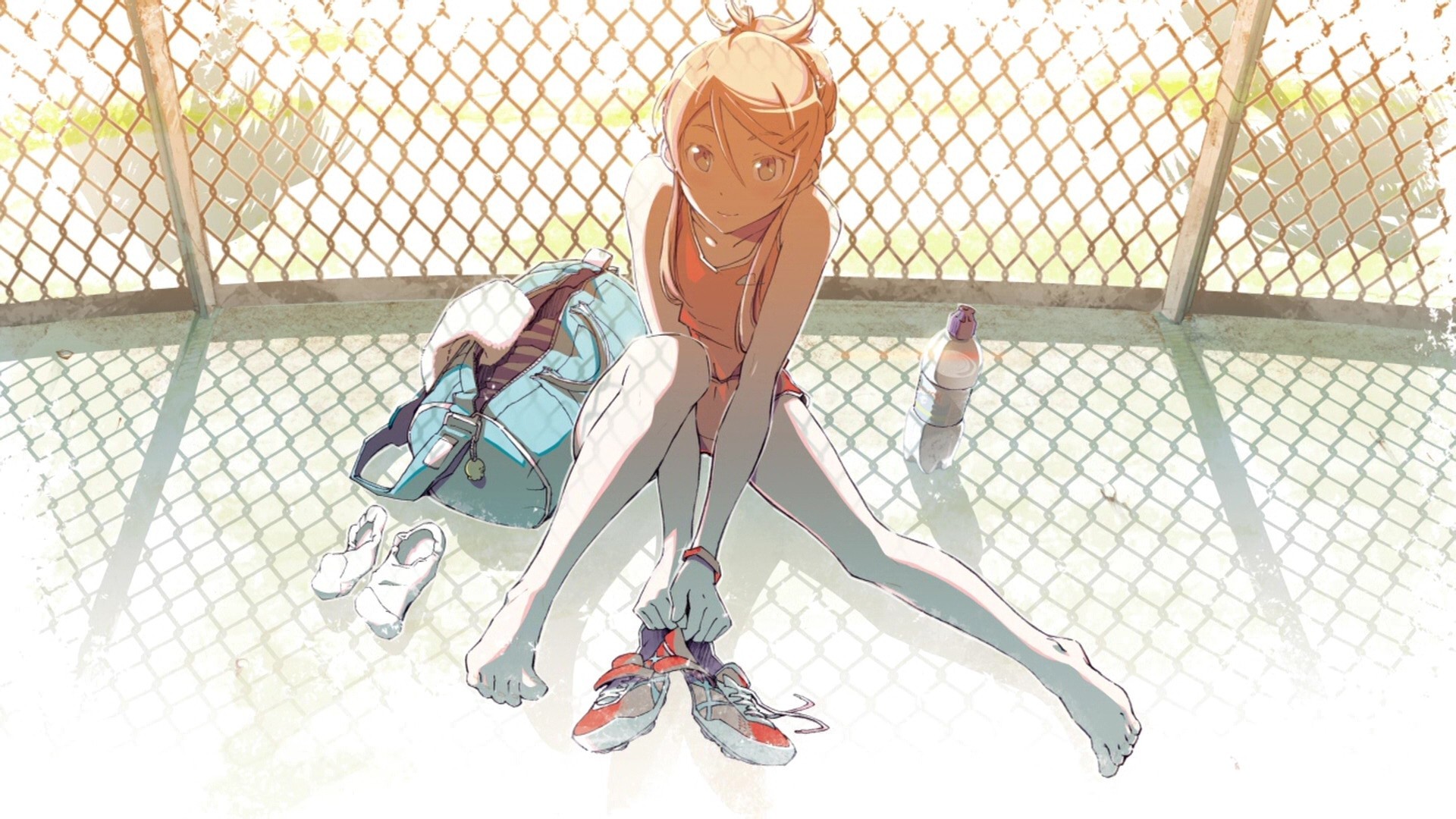 Kirino Kousaka sitting by a fence HD Wallpaper