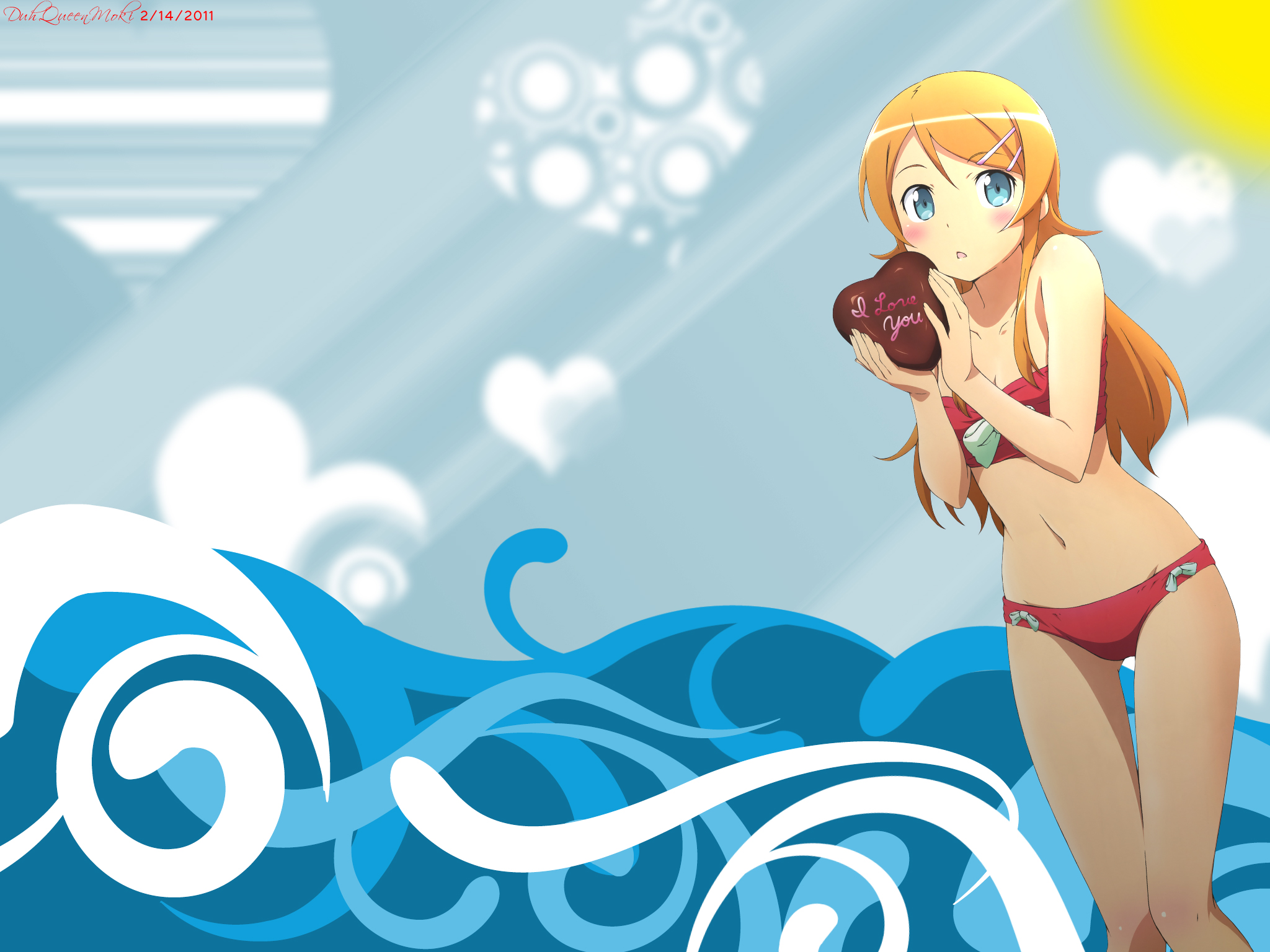 Kirino Kousaka holding a chocolate heart HD Wallpaper
