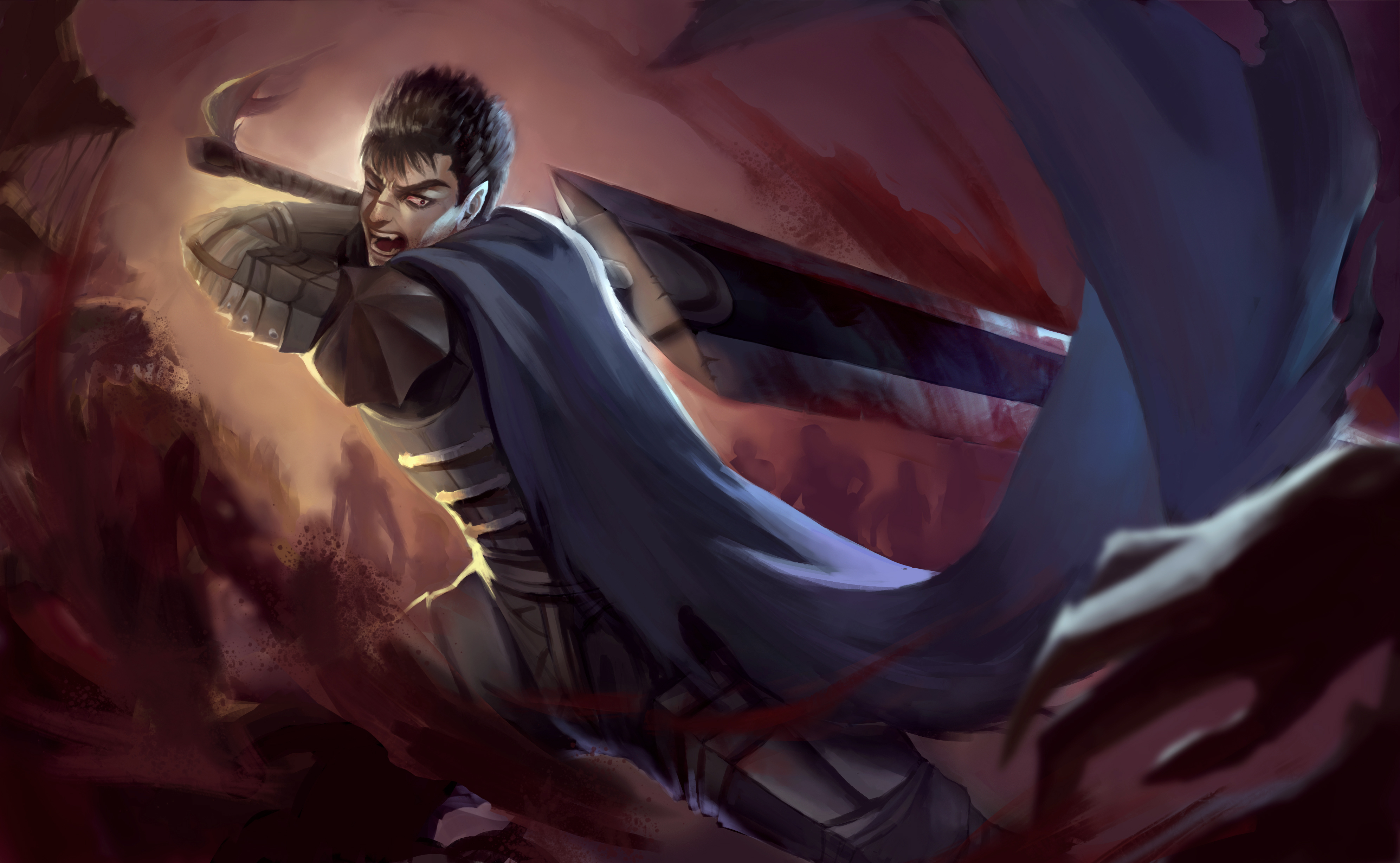 Guts from Berserk in battle HD Wallpaper