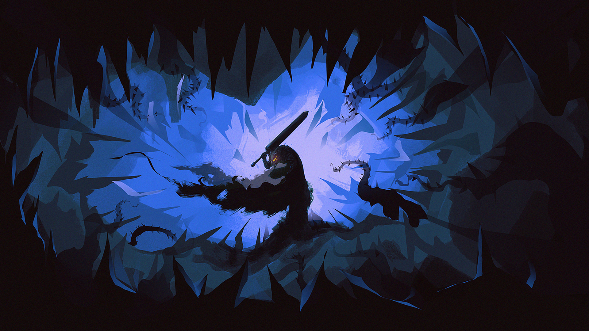 Guts from Berserk in a dark, spiky environment HD Wallpaper