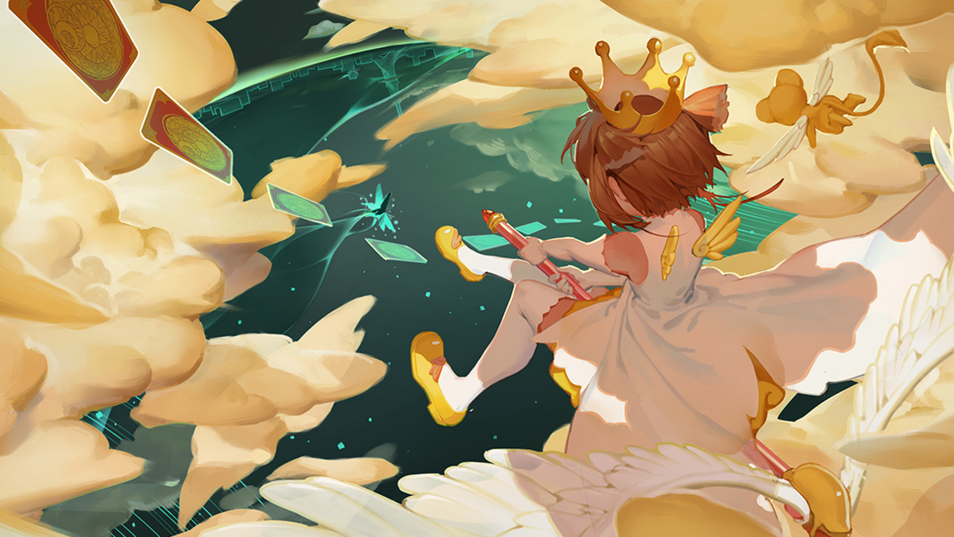 Sakura Kinomoto from Cardcaptor Sakura with Keroberos HD Wallpaper