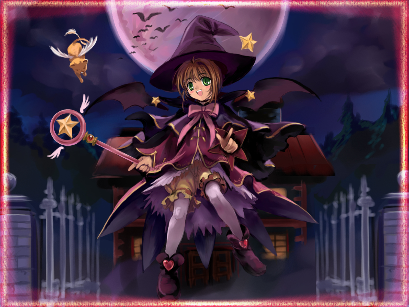 Keroberos from Card Captor Sakura Flying with Staff HD Wallpaper