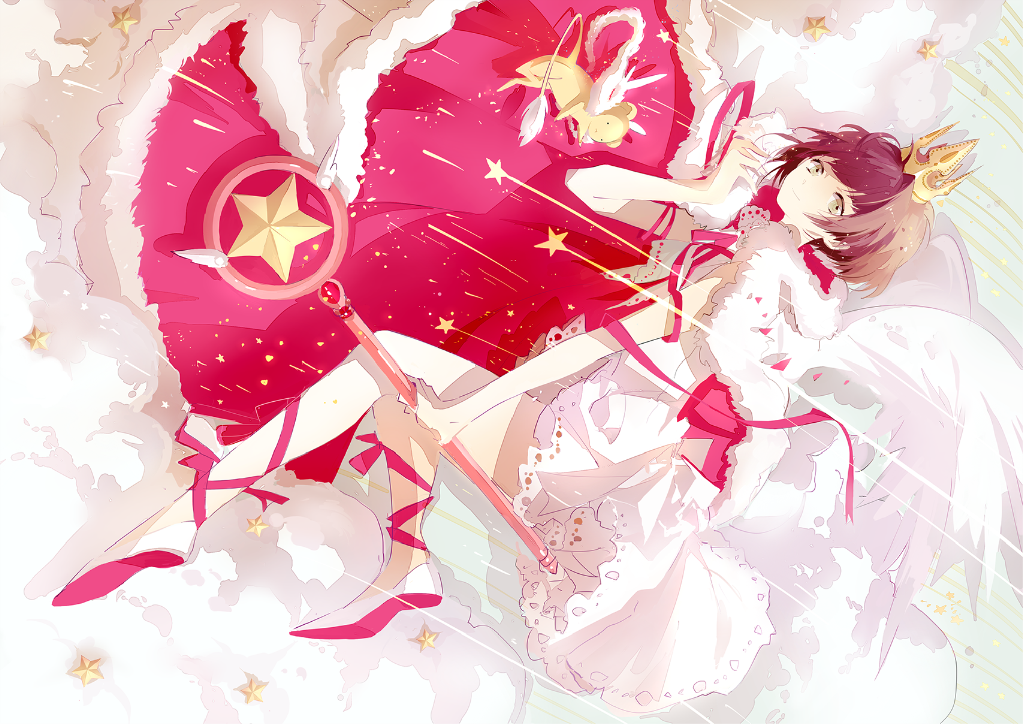 Keroberos from Card Captor Sakura with a girl HD Wallpaper