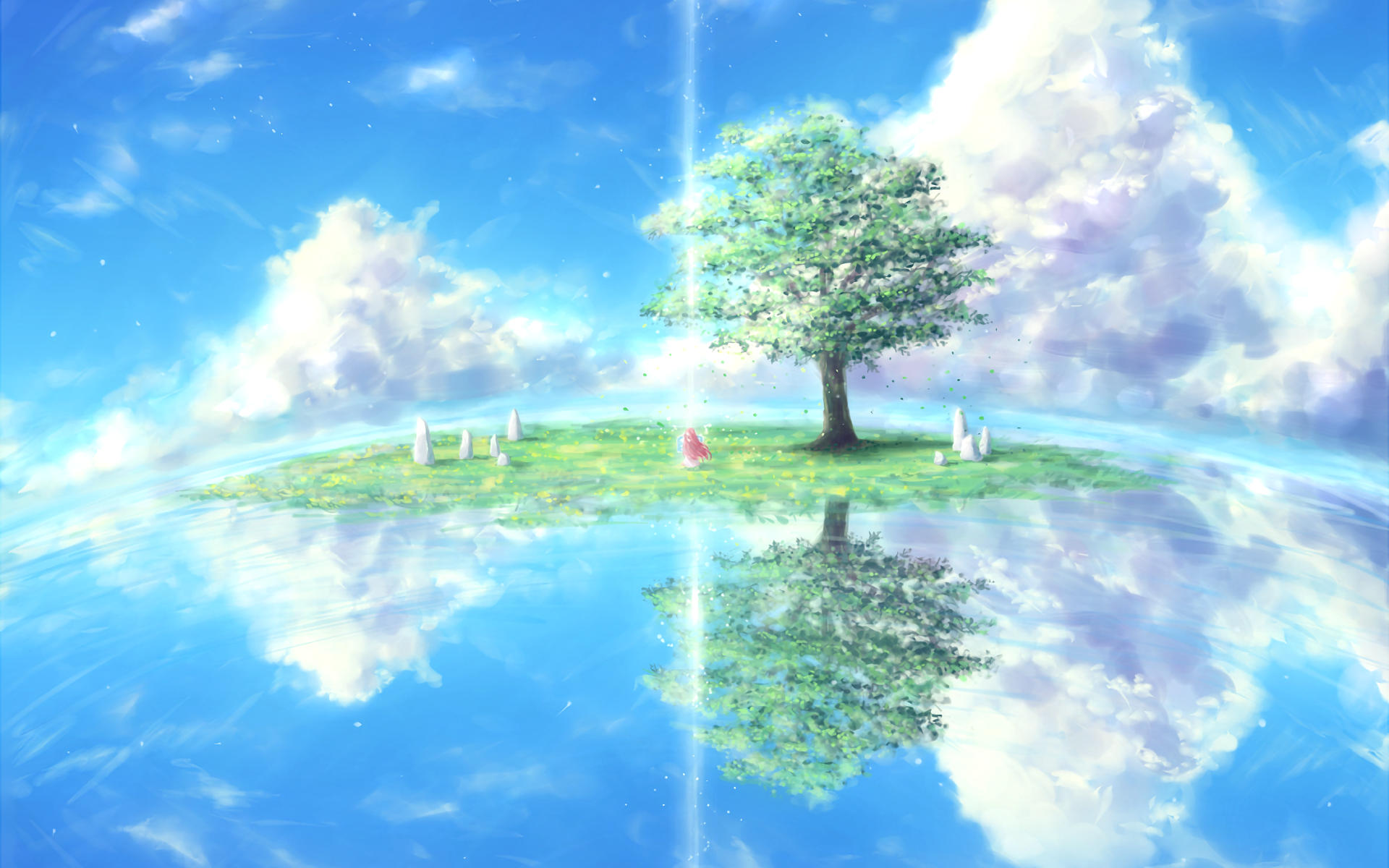 Rin from Shelter on a floating island HD Wallpaper