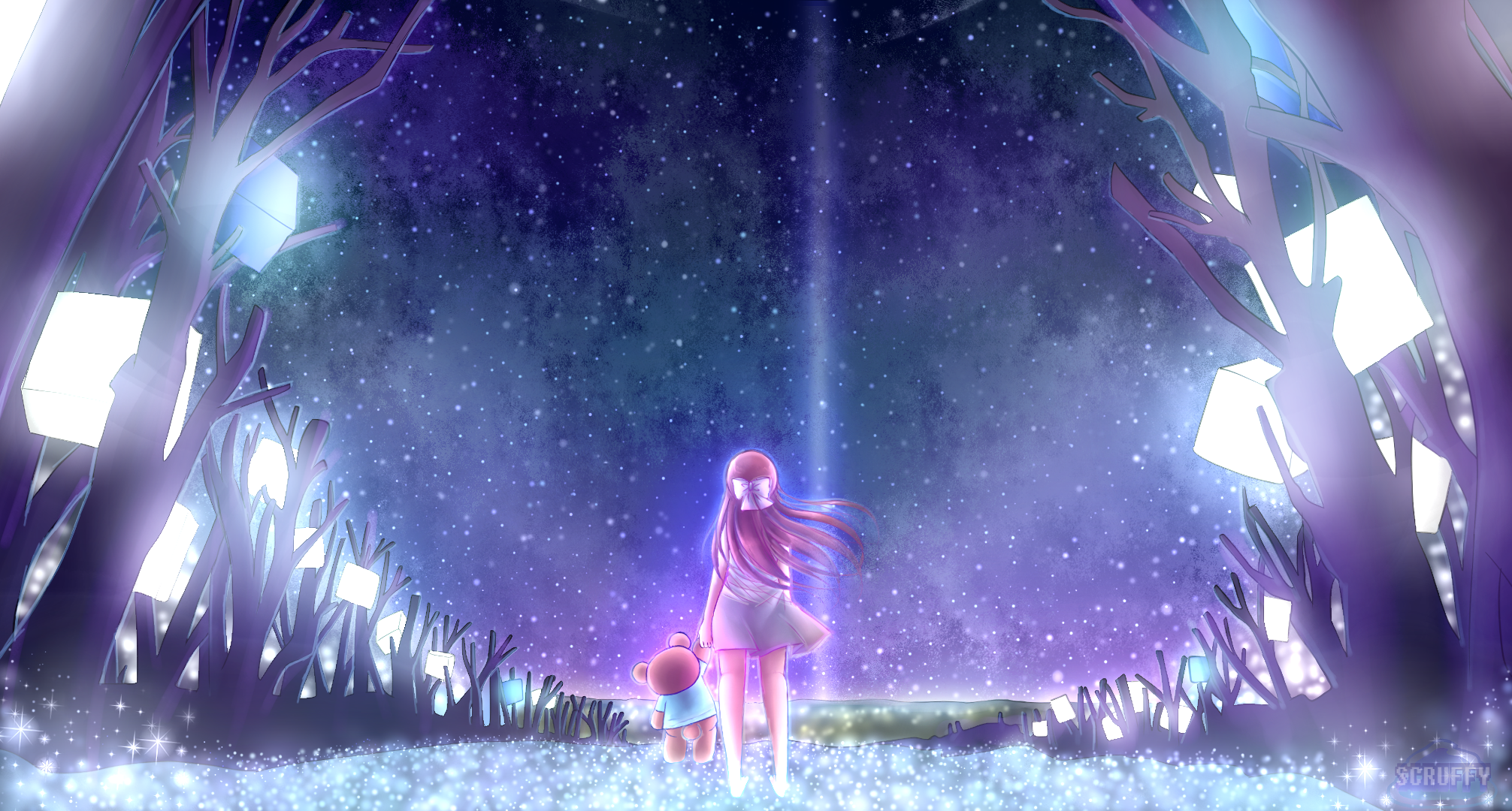 Rin from Shelter in a starry forest HD Wallpaper