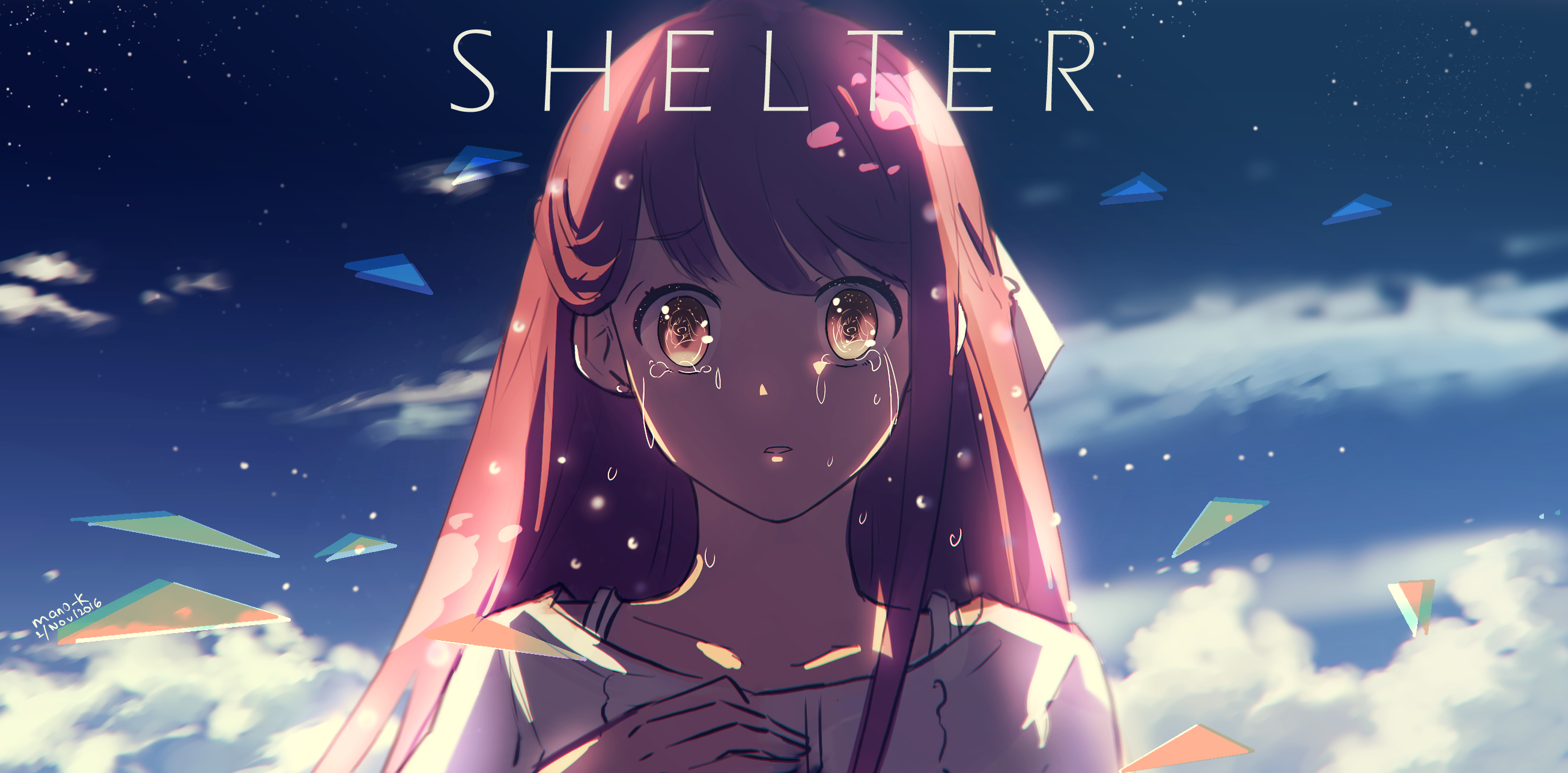 Rin from Shelter crying under the night sky HD Wallpaper