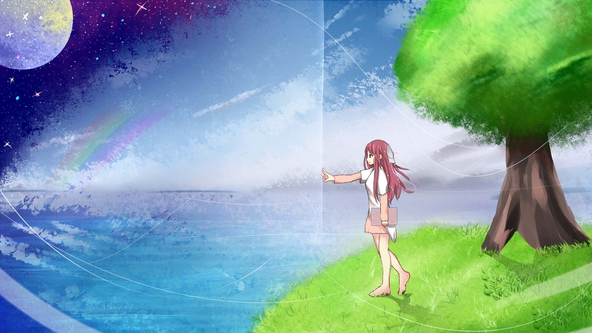 Rin from Shelter reaching towards the night sky HD Wallpaper
