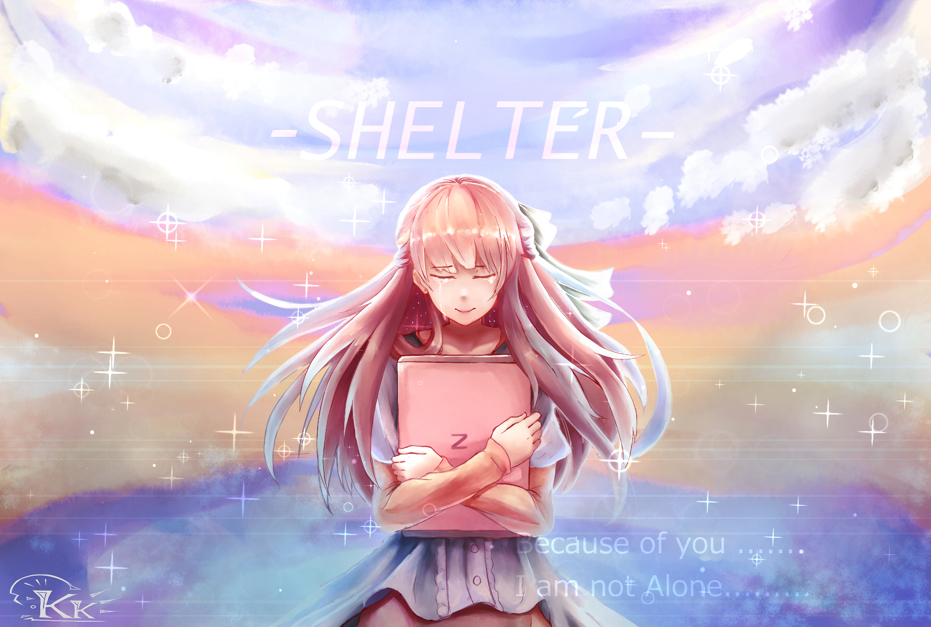 Rin from Shelter holding a pink laptop HD Wallpaper