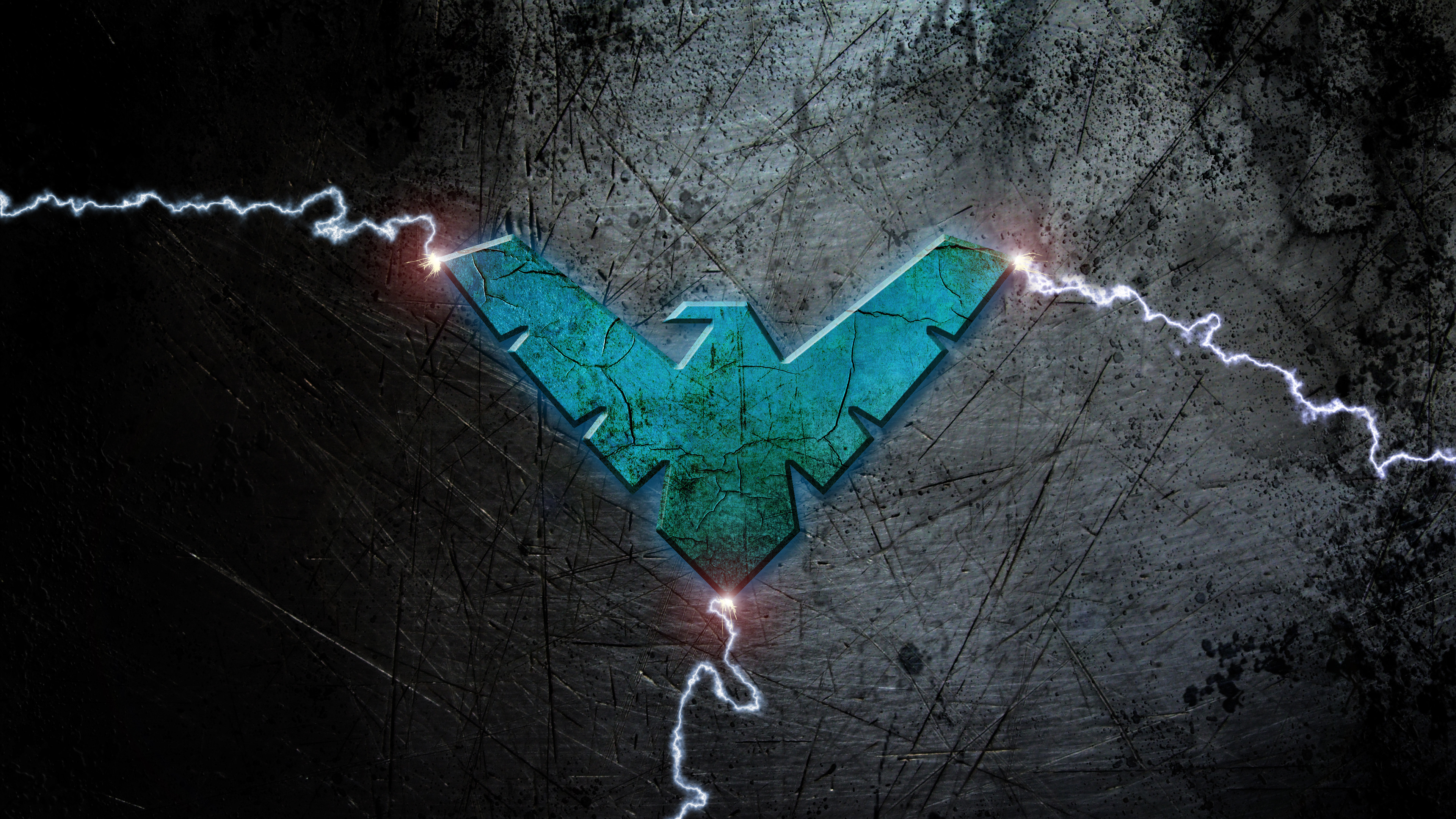Nightwing logo with lightning HD Wallpaper