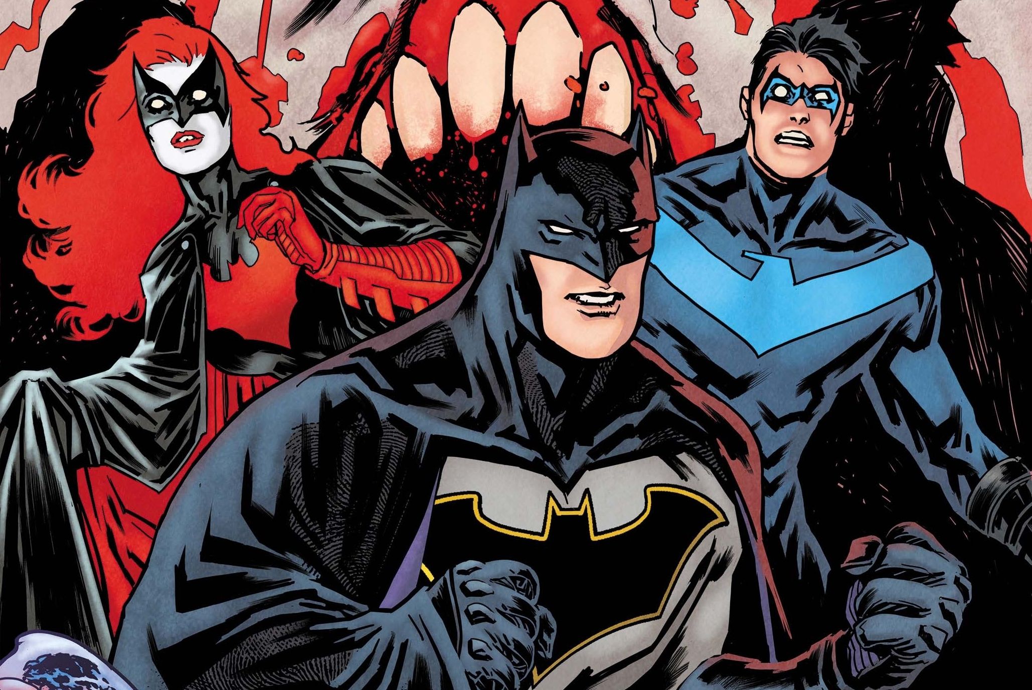 Batman, Nightwing, and Batwoman in front of a monster HD Wallpaper