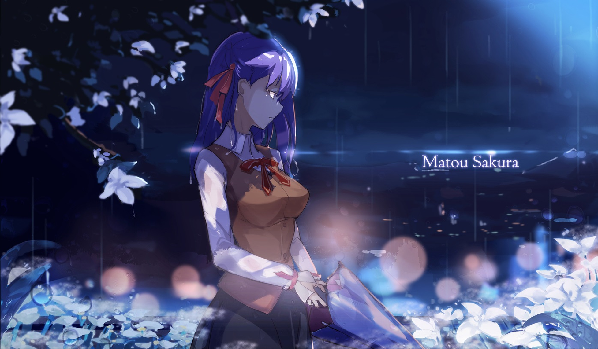 Matou Sakura in the Rain HD Wallpaper