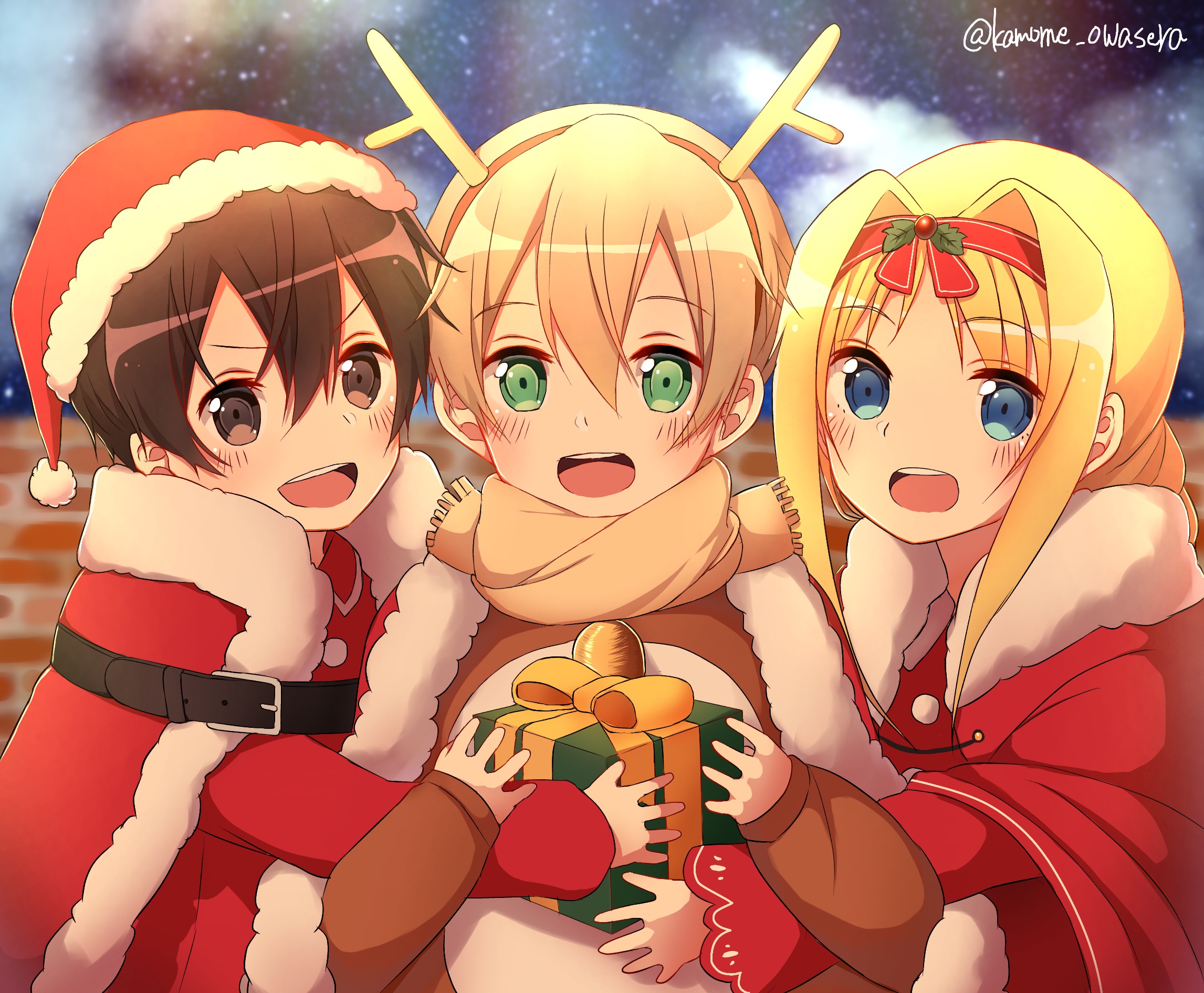 Eugeo and friends in Christmas outfits HD Wallpaper