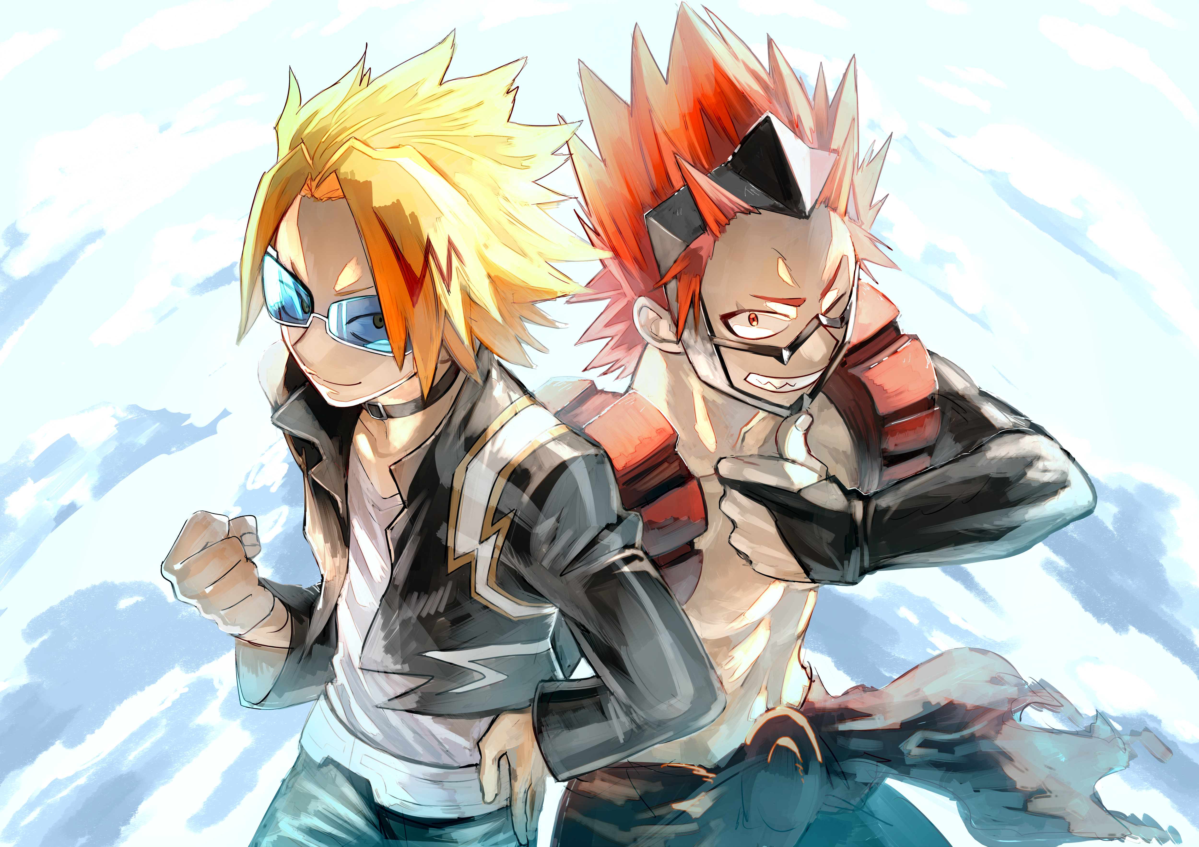 Denki Kaminari and Eijiro Kirishima from My Hero Academia HD Wallpaper