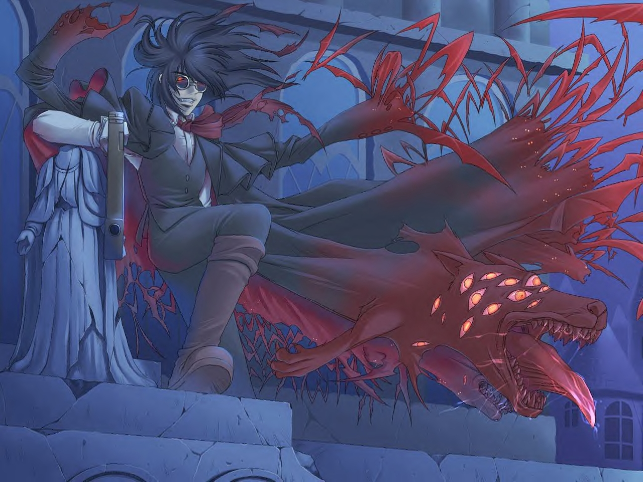 Alucard from Hellsing with hellhounds HD Wallpaper