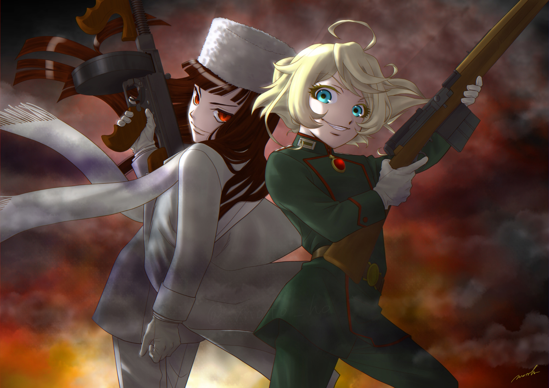 Tanya von Degurechaff and Seras Victoria from Hellsing HD Wallpaper