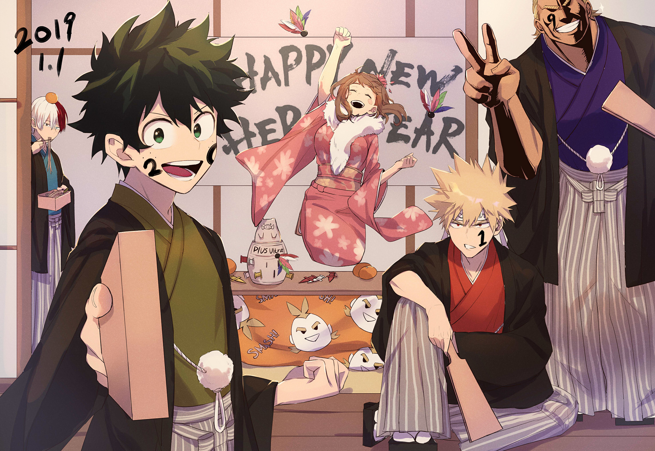 My Hero Academia New Year's Illustration HD Wallpaper