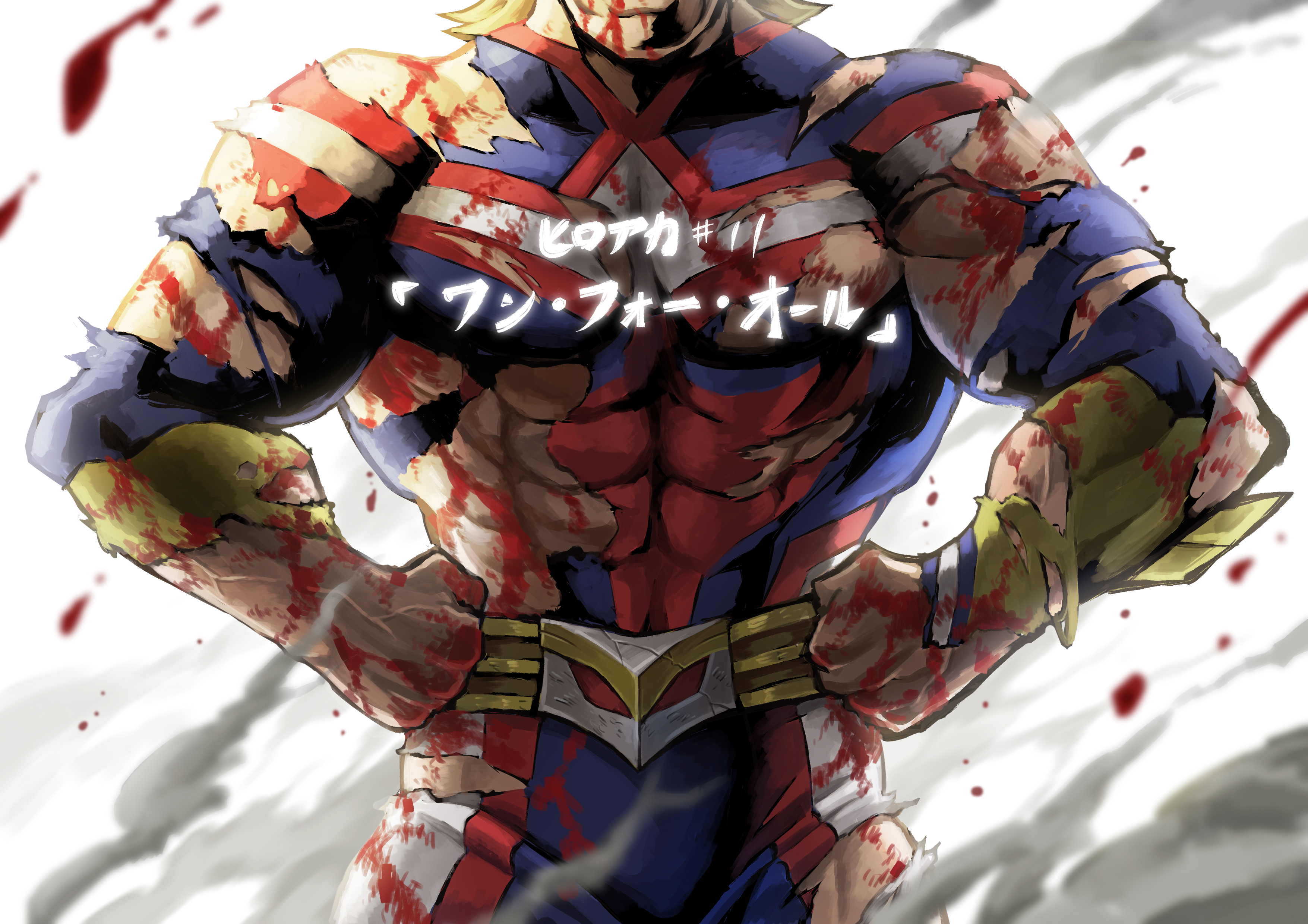 All Might from My Hero Academia covered in blood HD Wallpaper