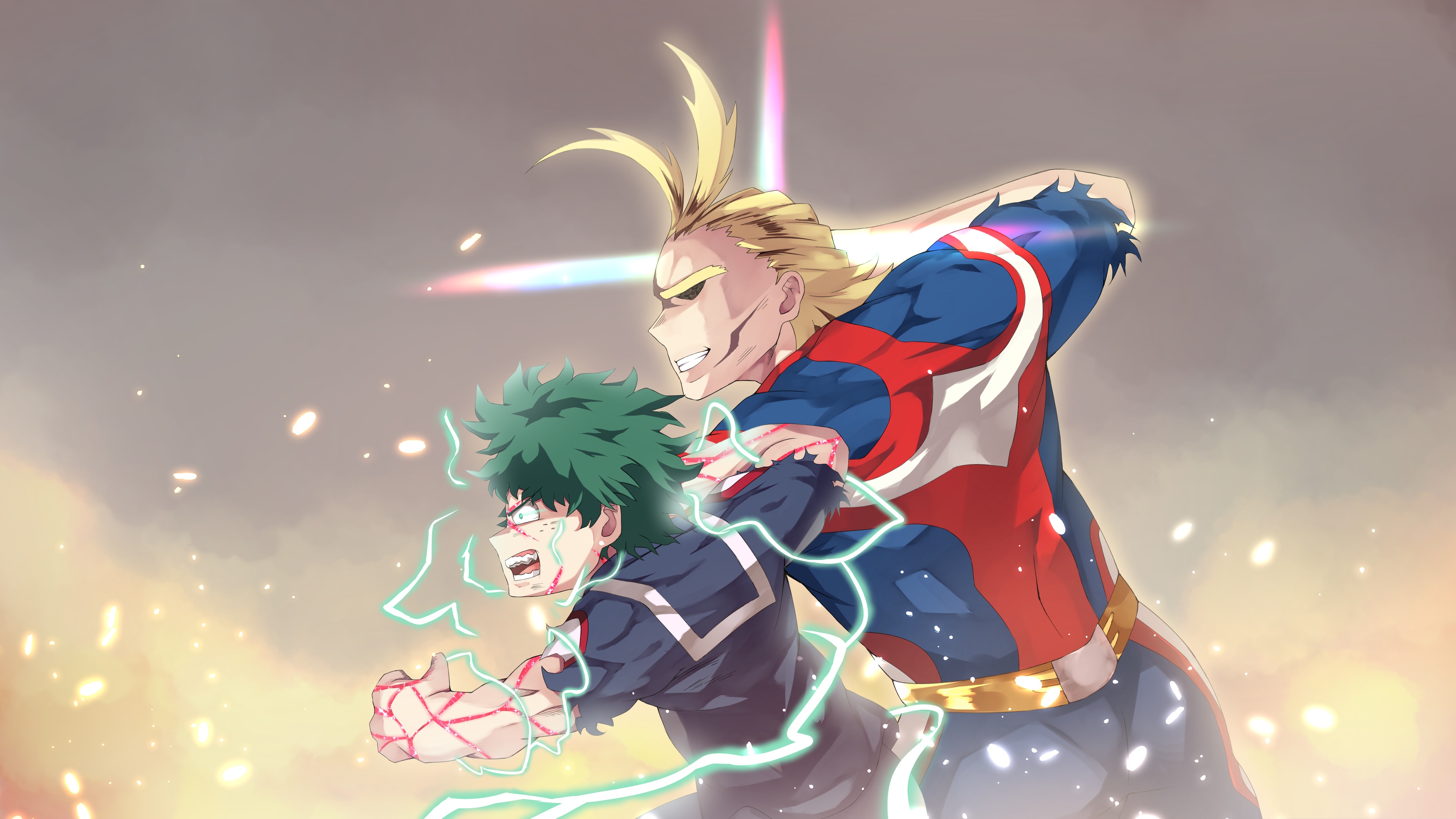 All Might and Deku from My Hero Academia HD Wallpaper