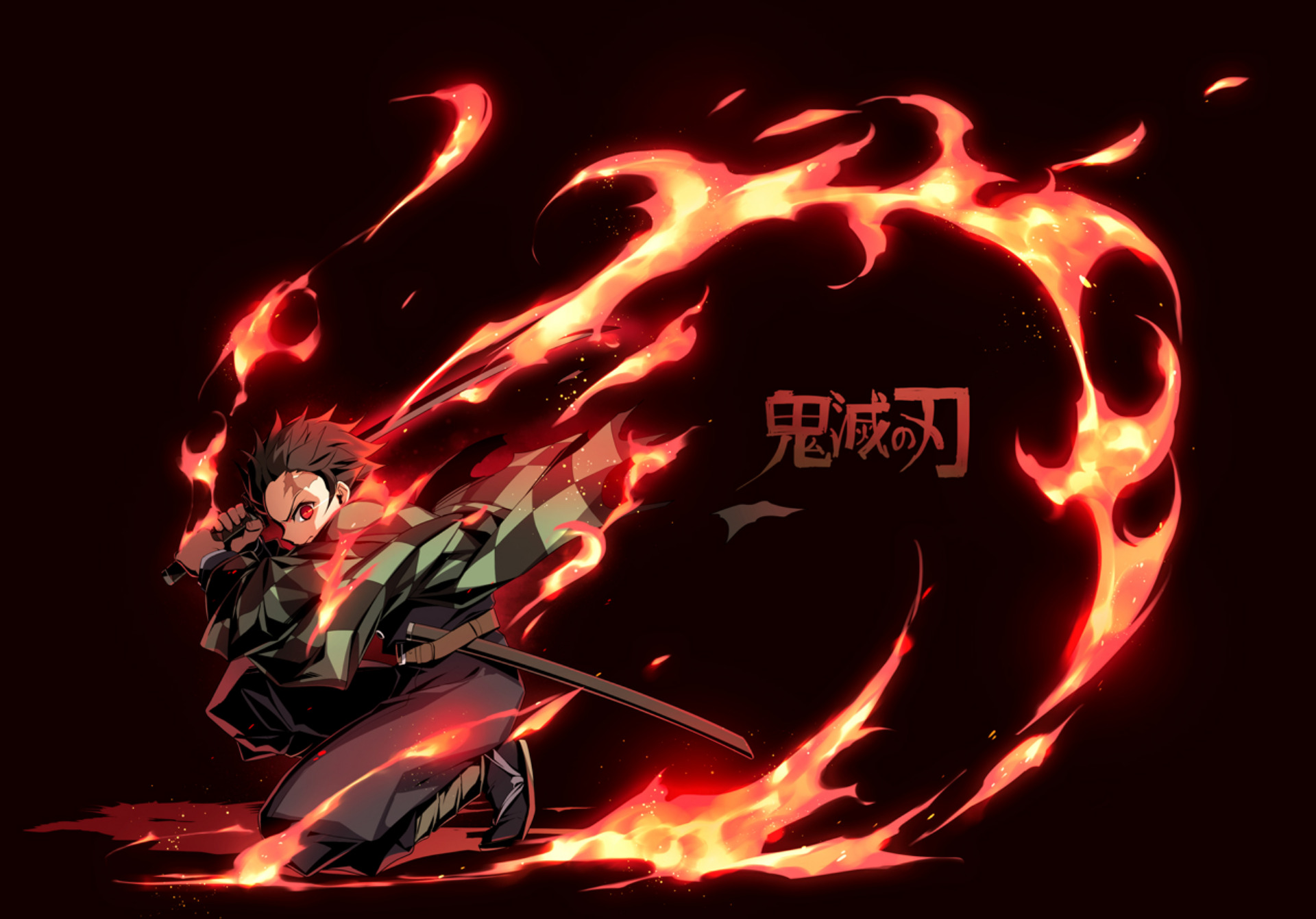 Tanjirou Kamado from Demon Slayer with fire HD Wallpaper