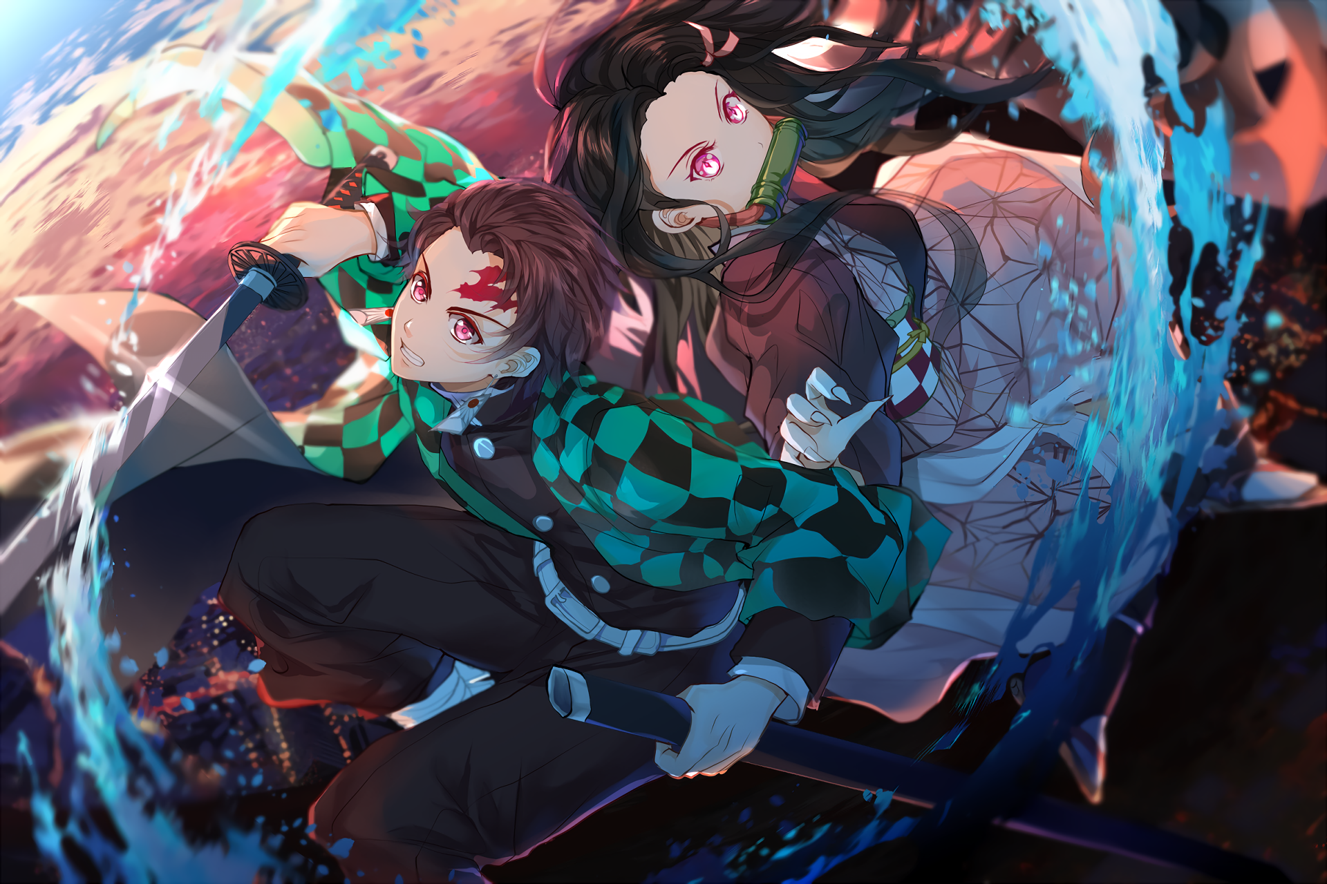Tanjiro and Nezuko Kamado from Demon Slayer HD Wallpaper