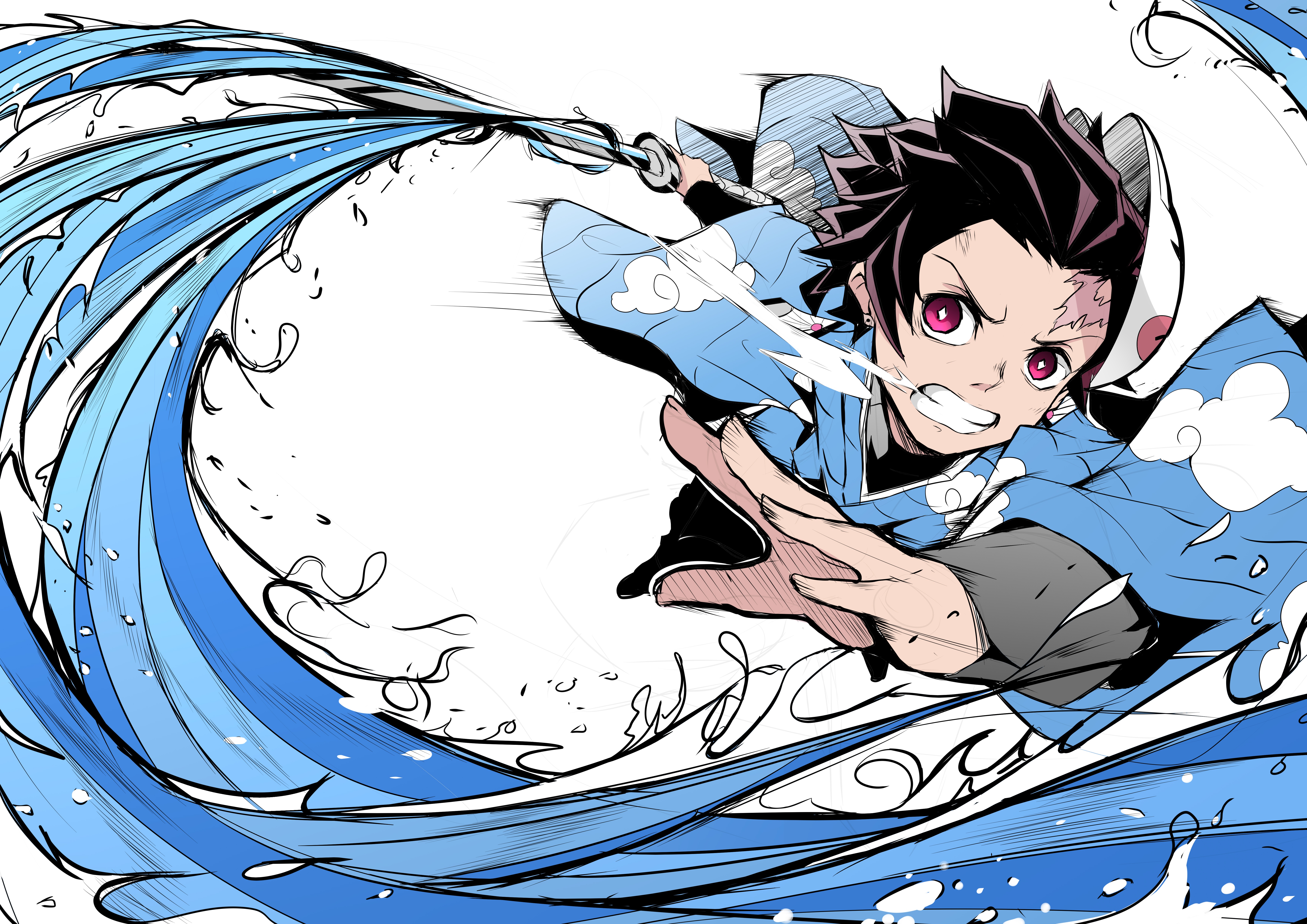 Tanjirou Kamado from Demon Slayer using water breathing HD Wallpaper