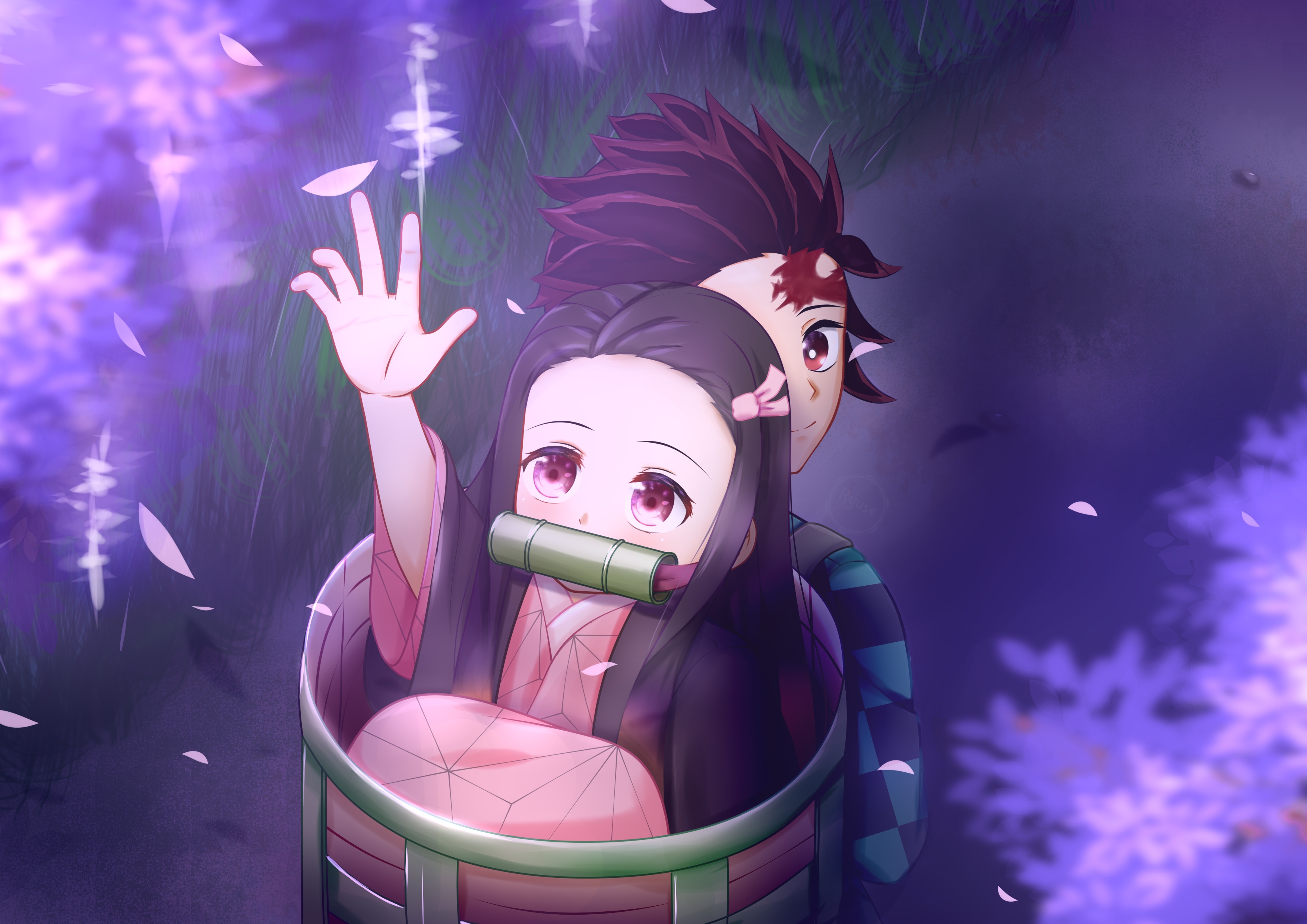 Nezuko and Tanjiro from Demon Slayer HD Wallpaper