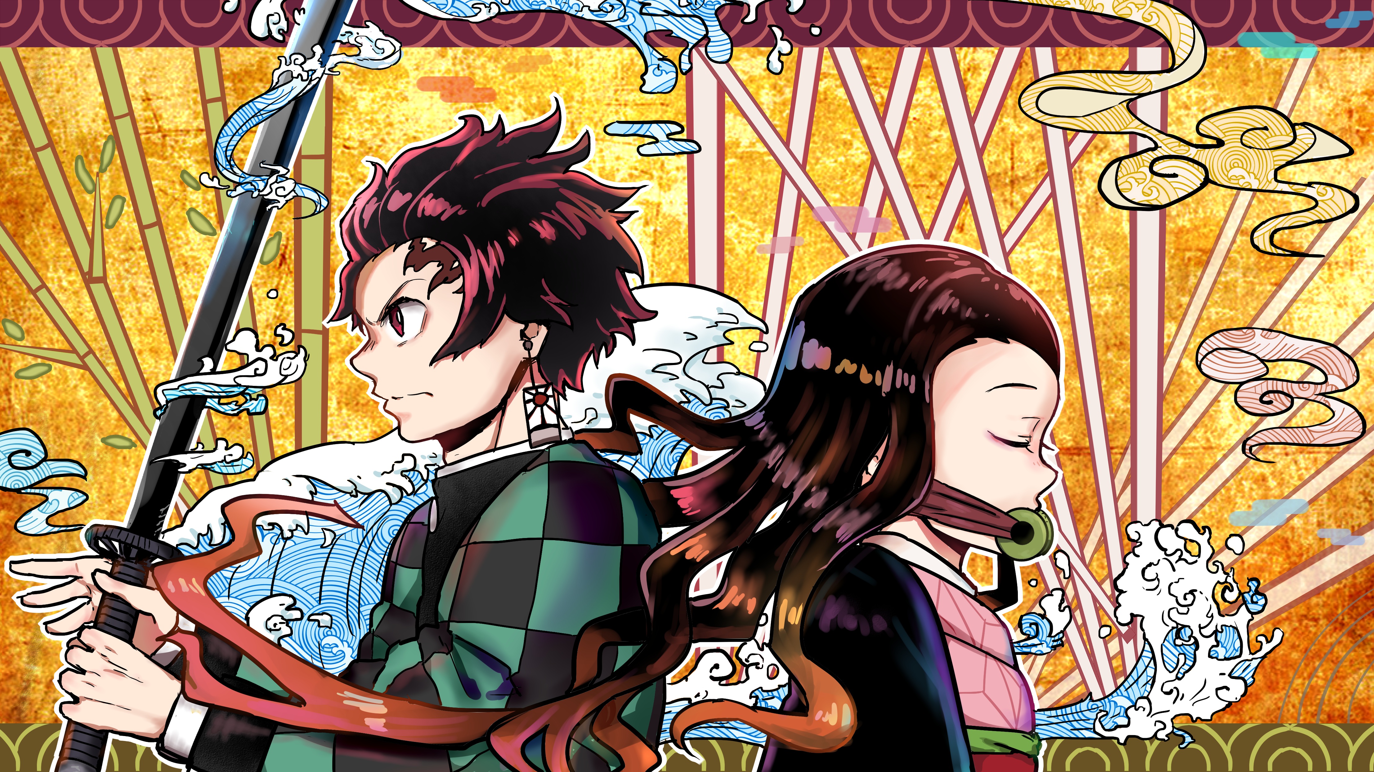 Tanjirou Kamado and Nezuko Kamado from Demon Slayer HD Wallpaper