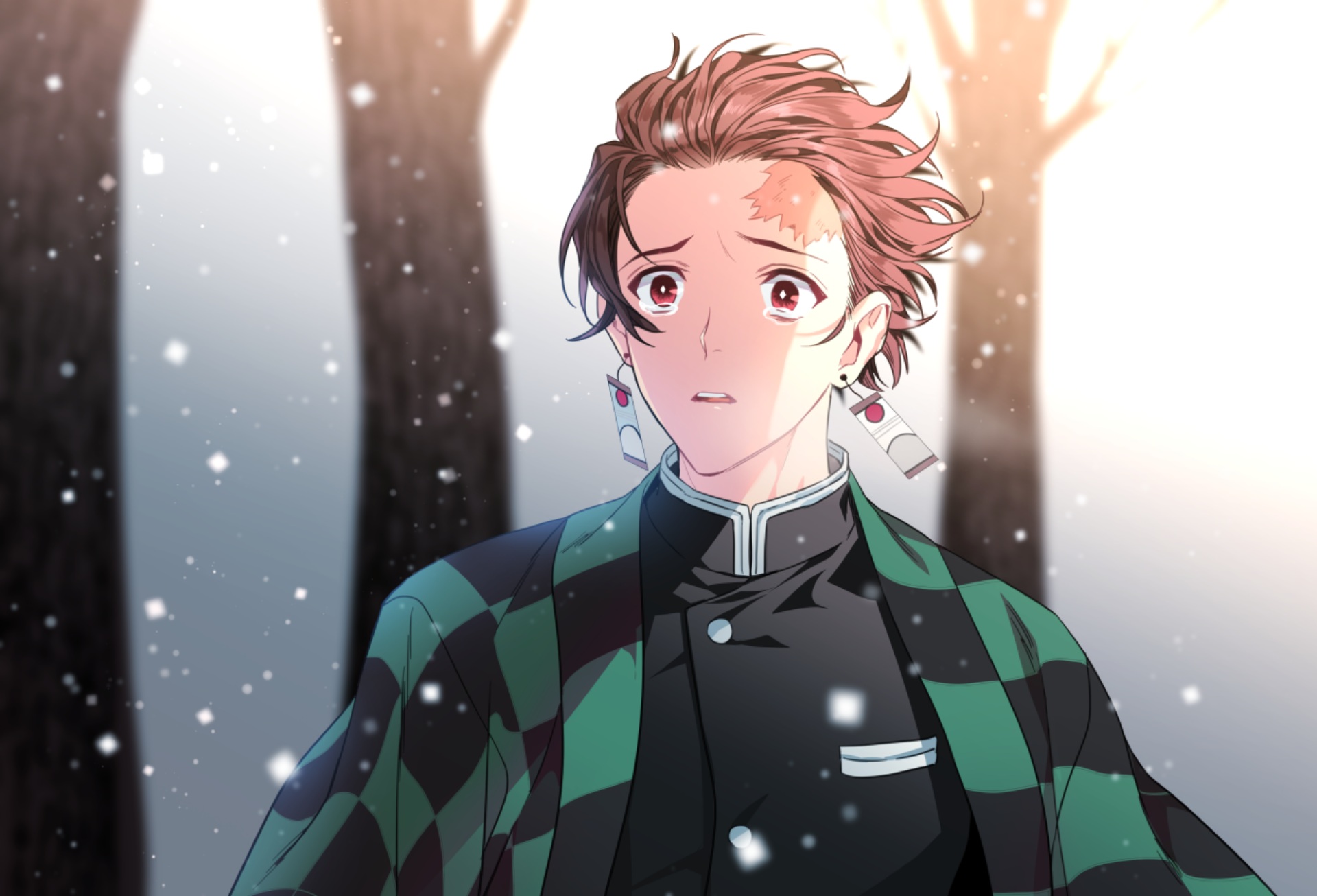Tanjirou Kamado from Demon Slayer in snow HD Wallpaper