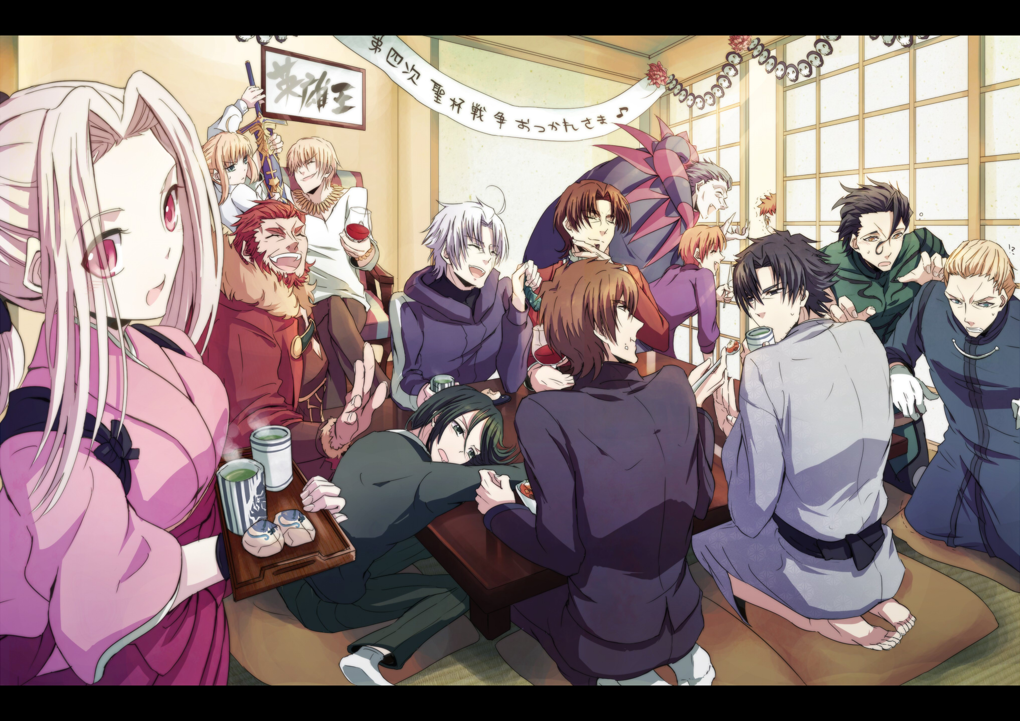 Characters from Fate/Zero at a gathering HD Wallpaper