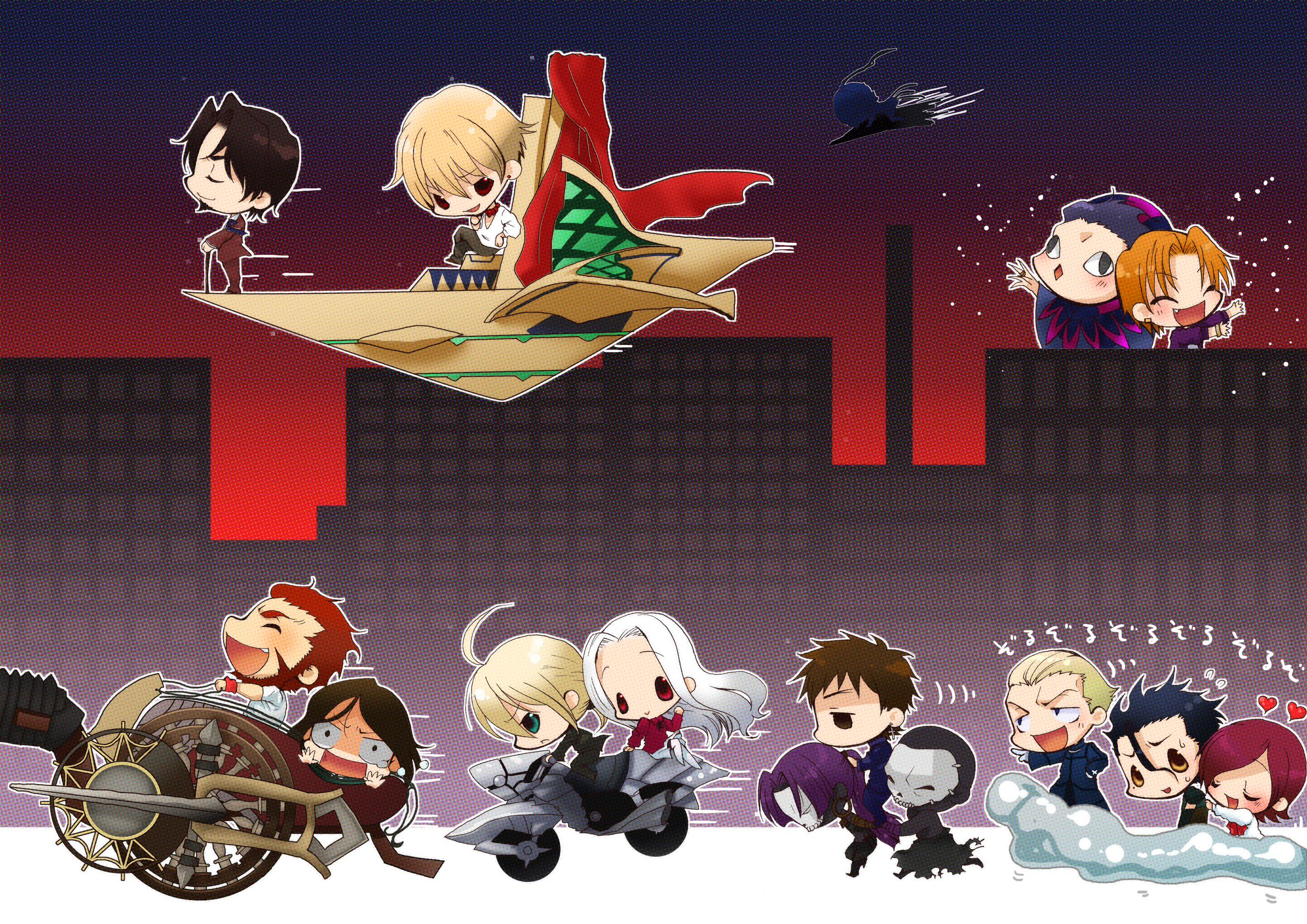 Chibi characters from Fate/Zero and Fate/stay night HD Wallpaper