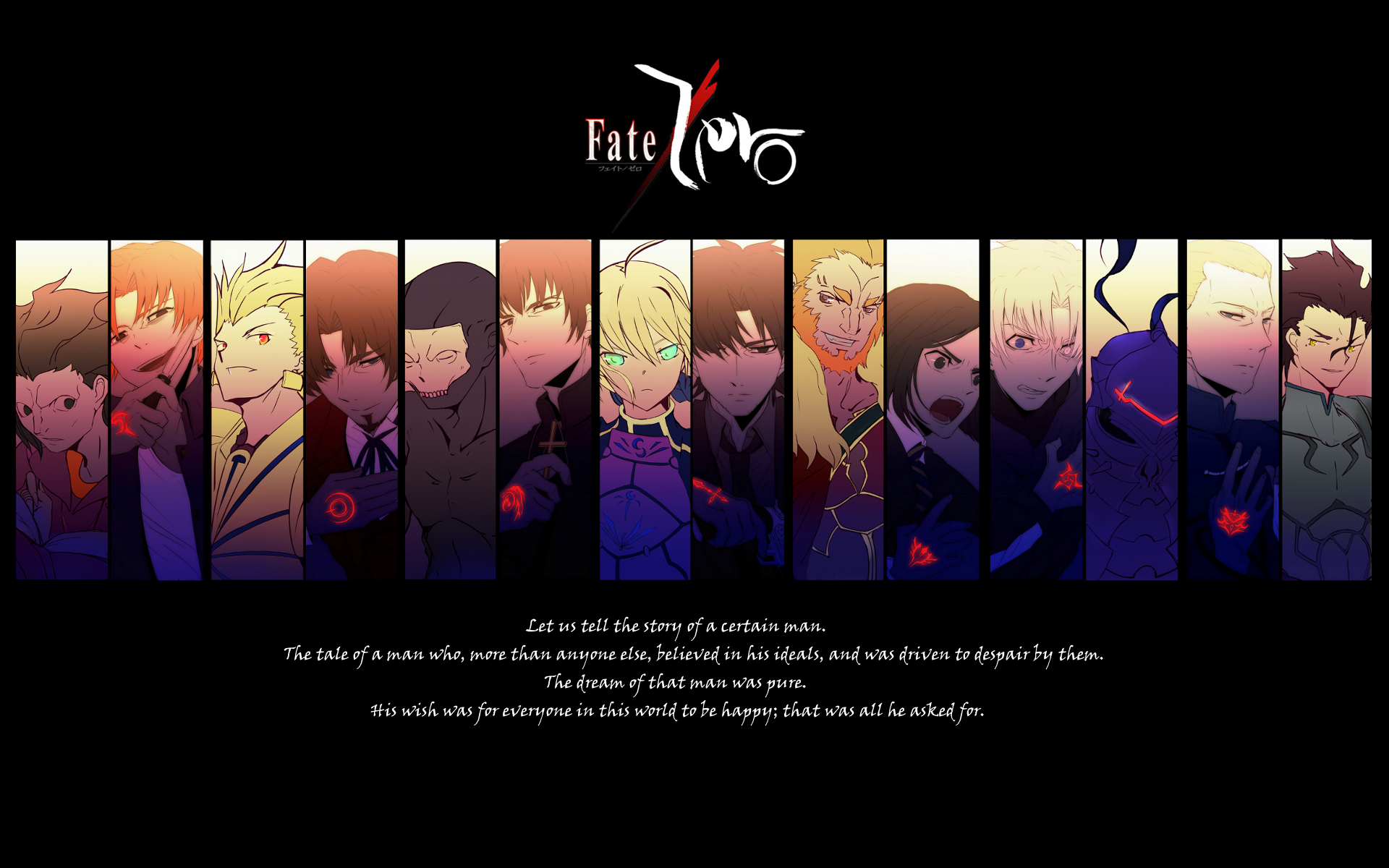 Fate/Zero characters with text HD Wallpaper