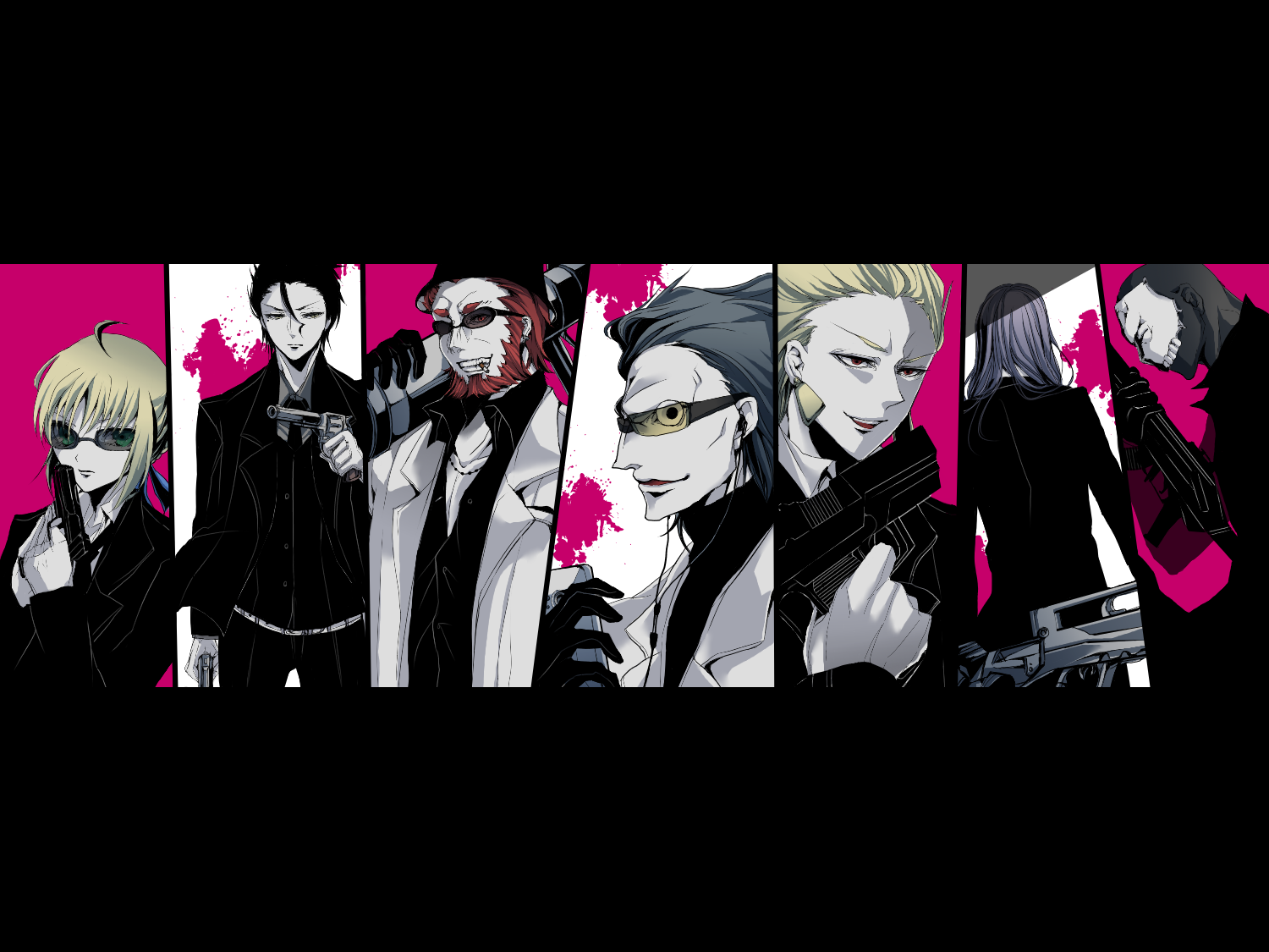 Group of armed individuals in suits HD Wallpaper