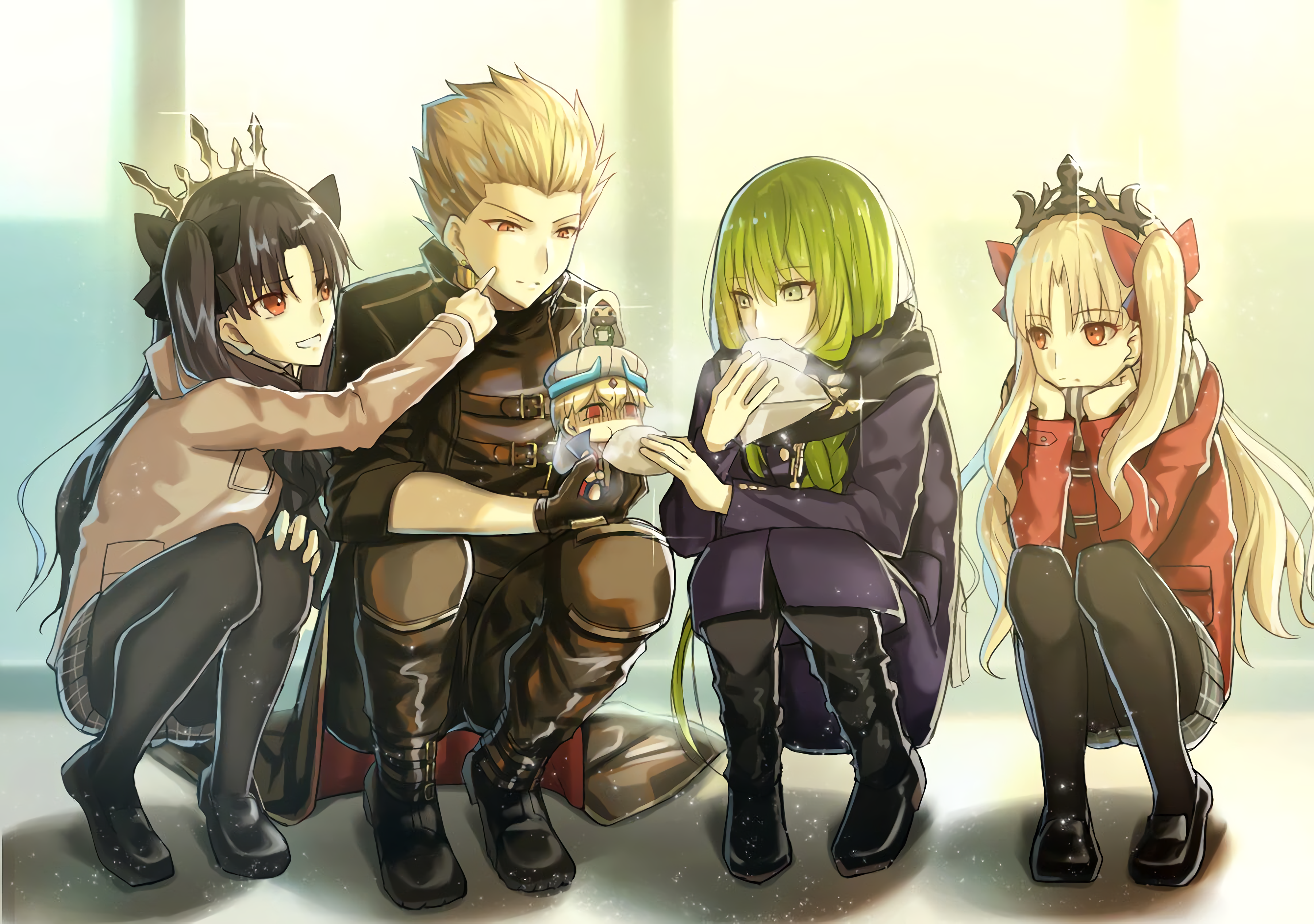 Four characters with Gilgamesh HD Wallpaper