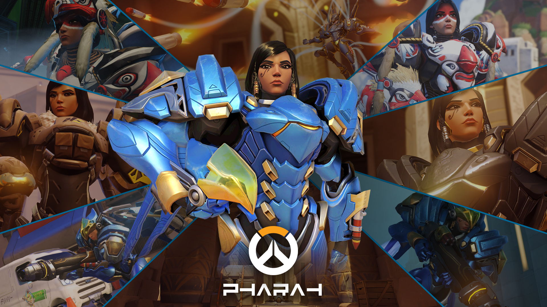Pharah from Overwatch with multiple skins HD Wallpaper