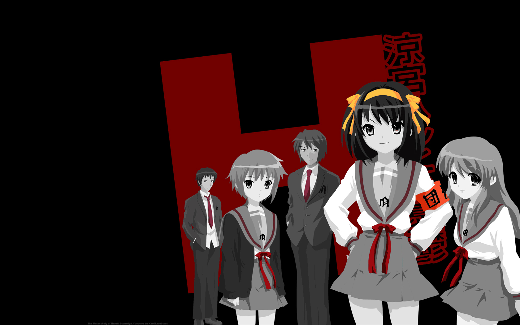 The Melancholy of Haruhi Suzumiya characters HD Wallpaper