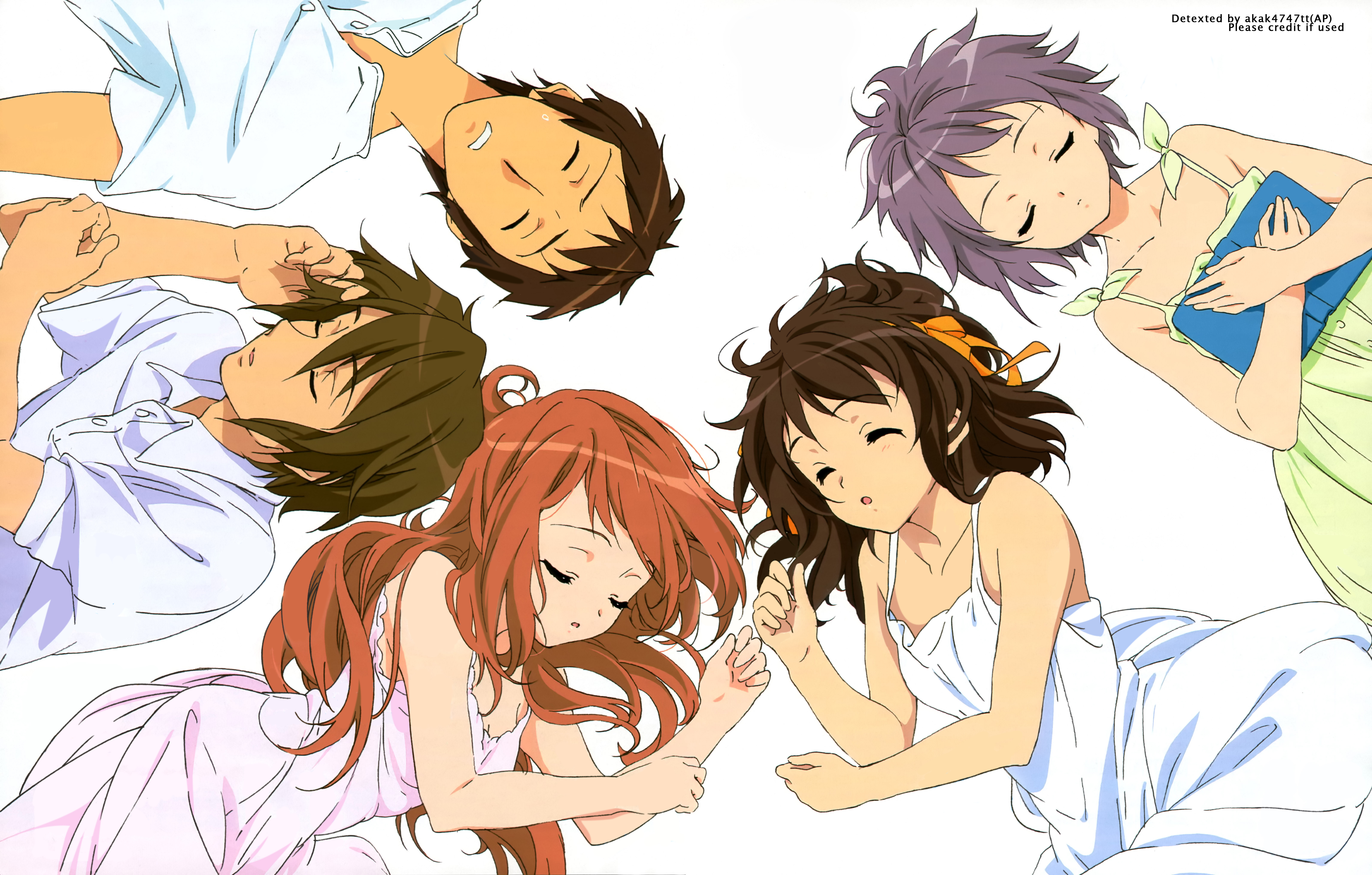 The Melancholy of Haruhi Suzumiya characters sleeping HD Wallpaper