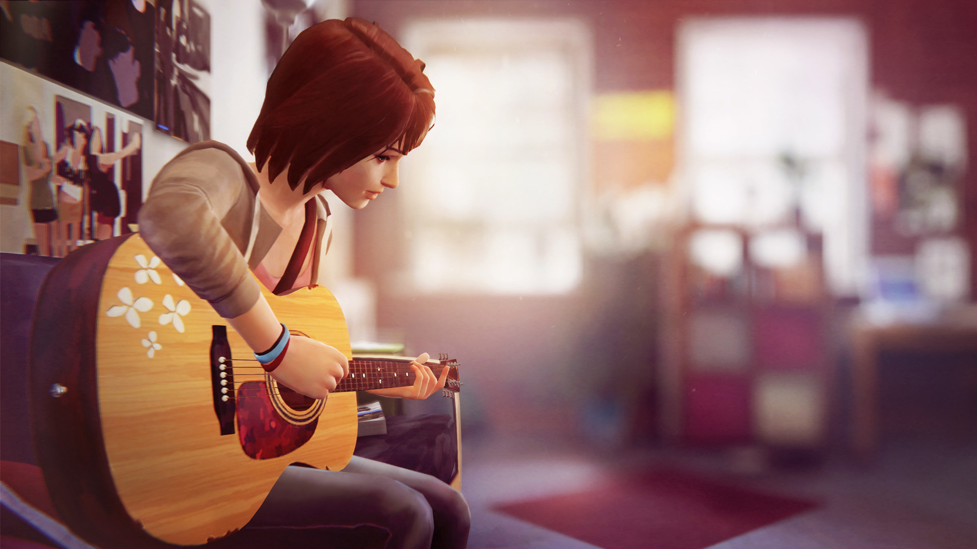 Maxine Caulfield playing guitar HD Wallpaper