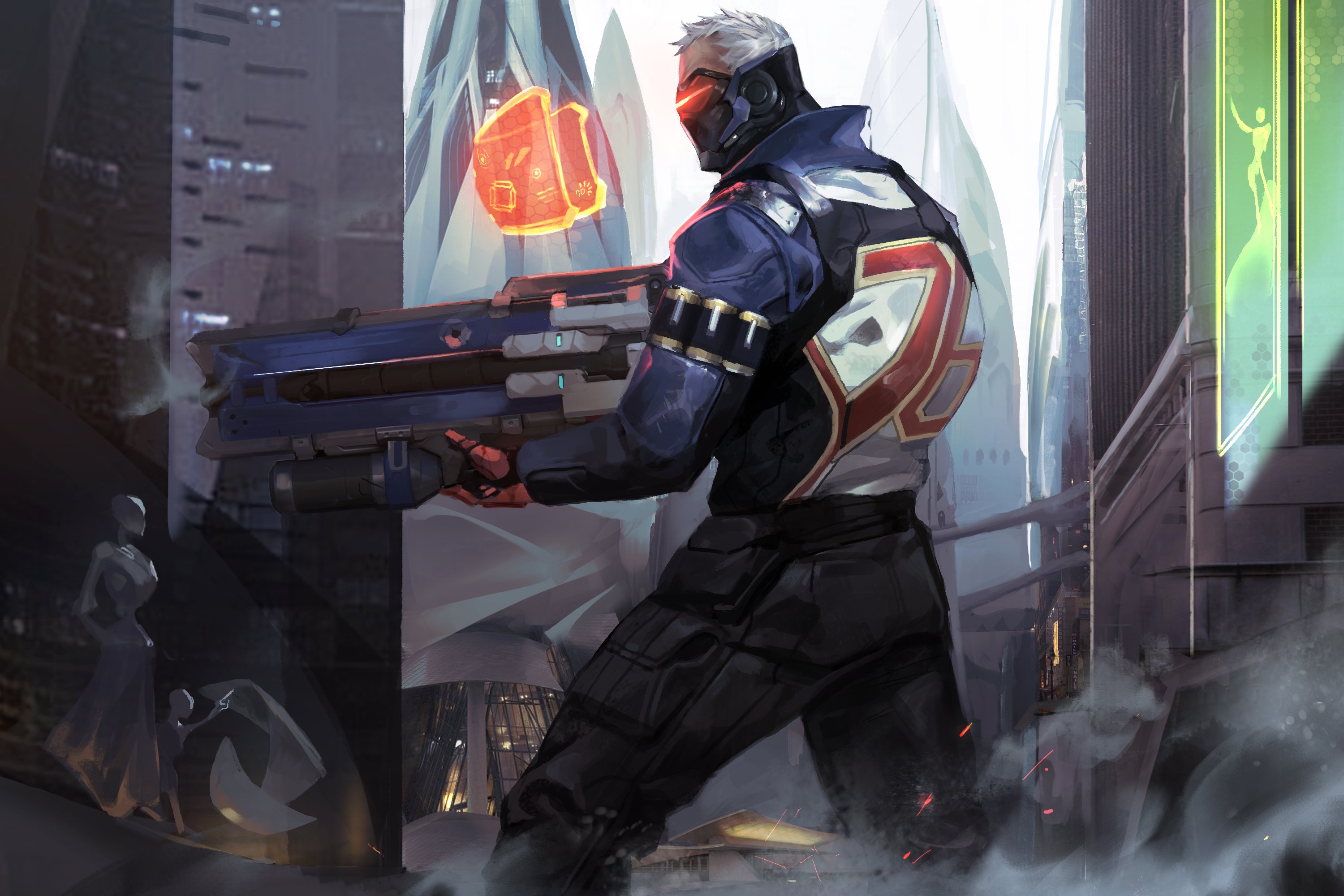 Soldier: 76 from Overwatch holding a rifle HD Wallpaper