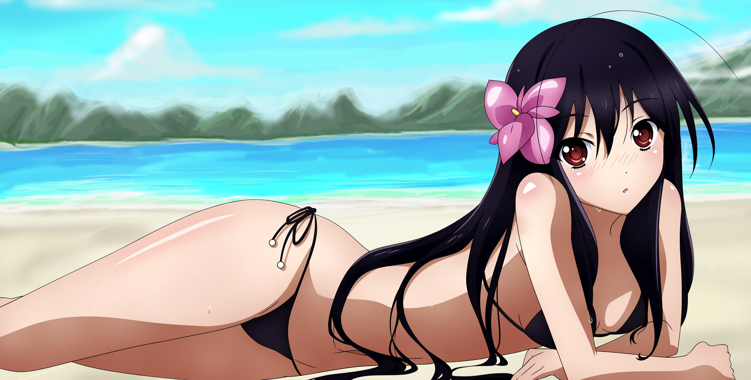 Kuroyukihime from Accel World on a Beach HD Wallpaper