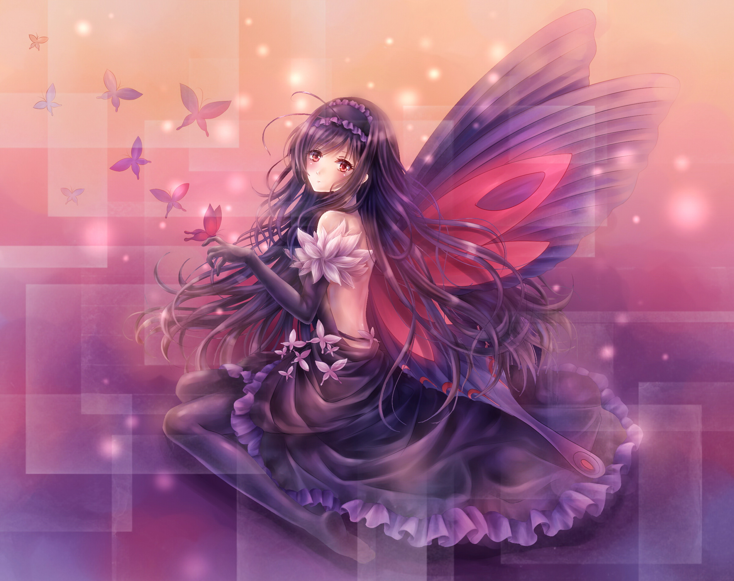 Fairy girl with butterfly wings and butterflies HD Wallpaper