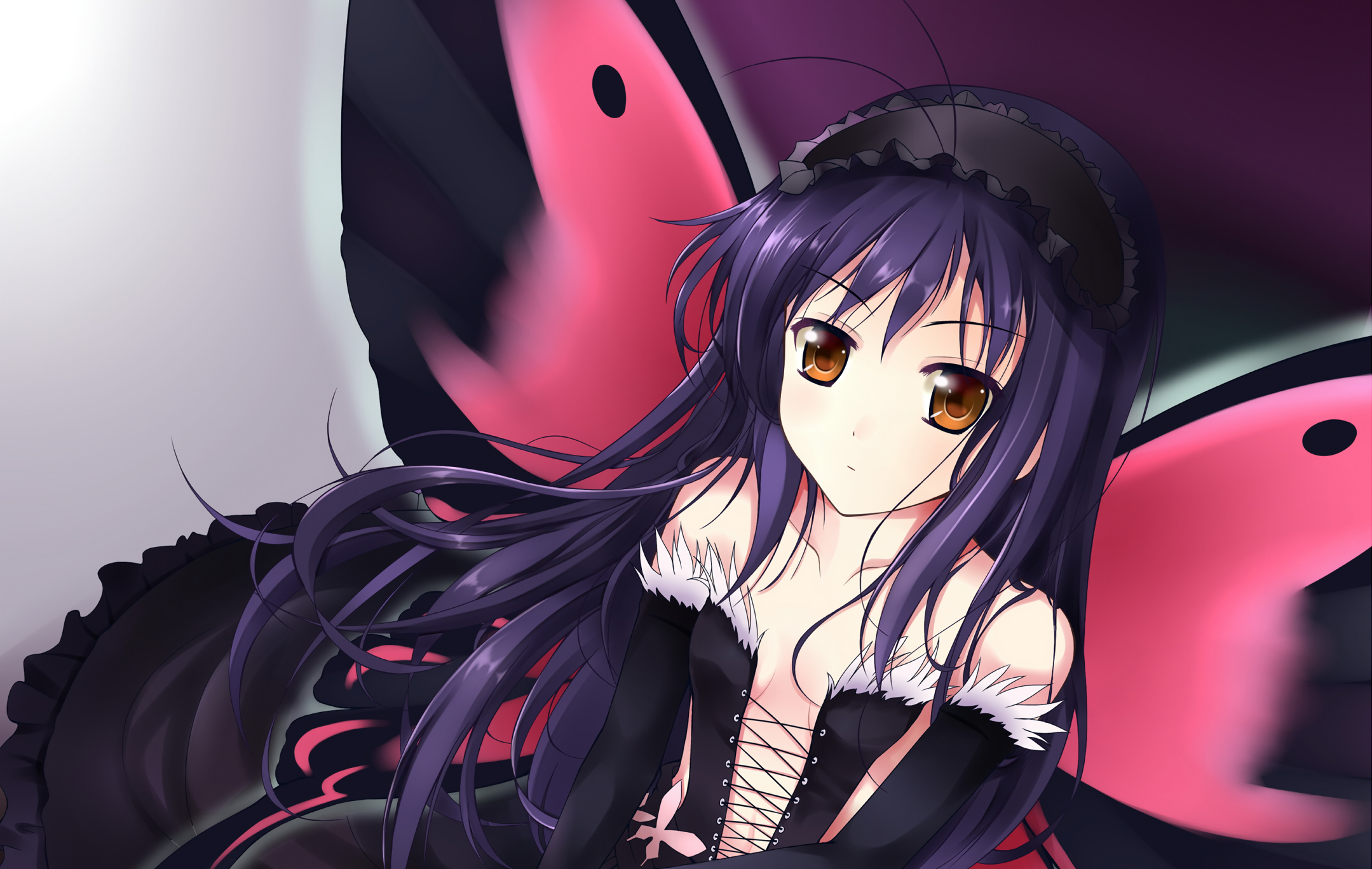 Kuroyukihime from Accel World with butterfly wings HD Wallpaper