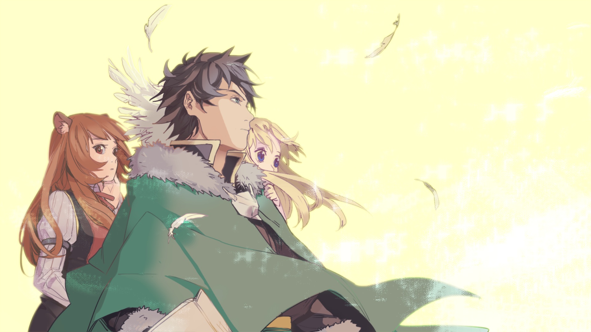 Raphtalia and Filo with Naofumi Iwatani from The Rising of the Shield Hero HD Wallpaper