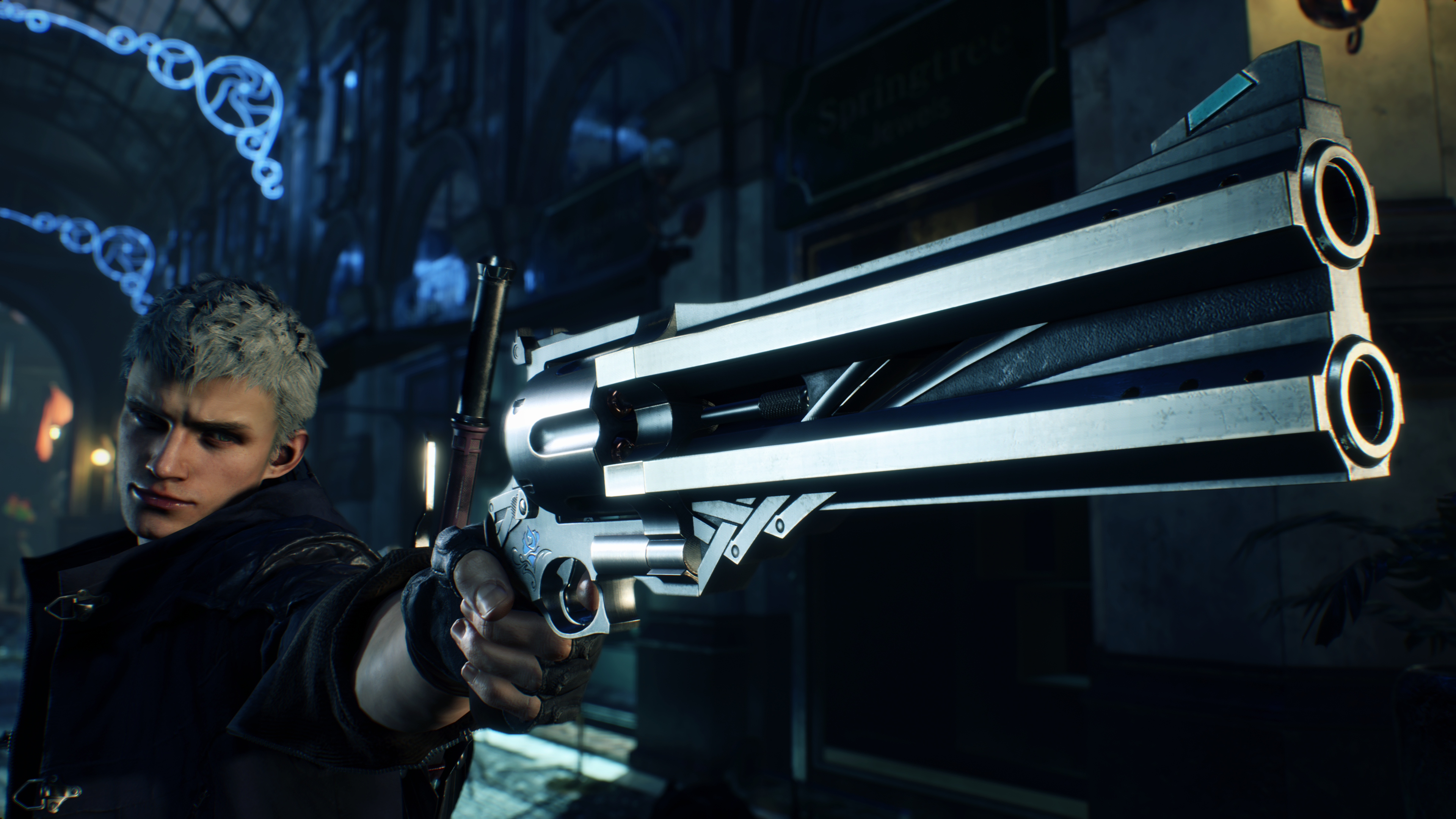 Nero from Devil May Cry holding a large handgun HD Wallpaper